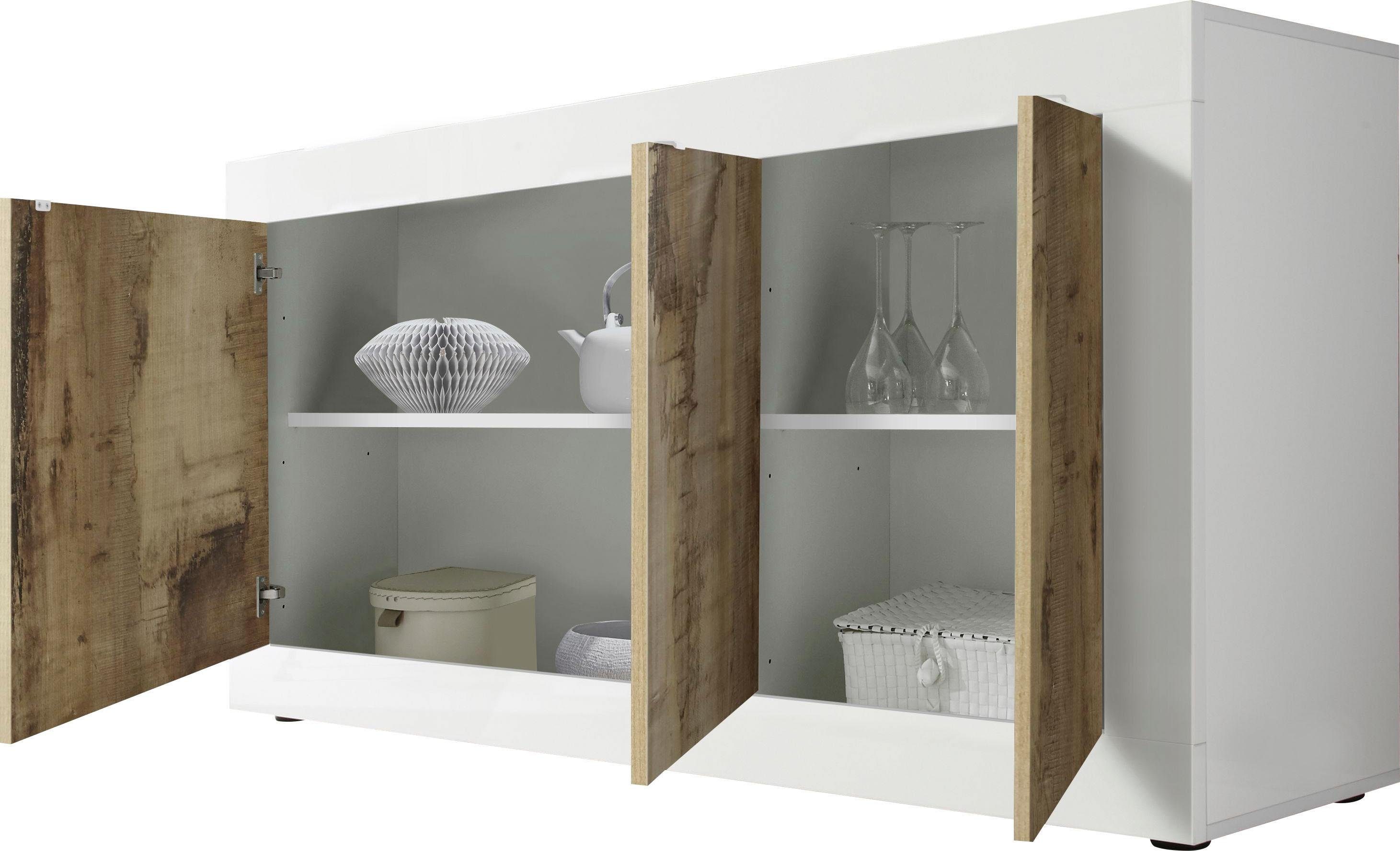 INOSIGN Dressoir Basis breedte 160 cm, commode 3 deuren, dressoir, Metalen handgreep, moderne frame-uitstraling, veel opbergruimte, kleurkeuze
