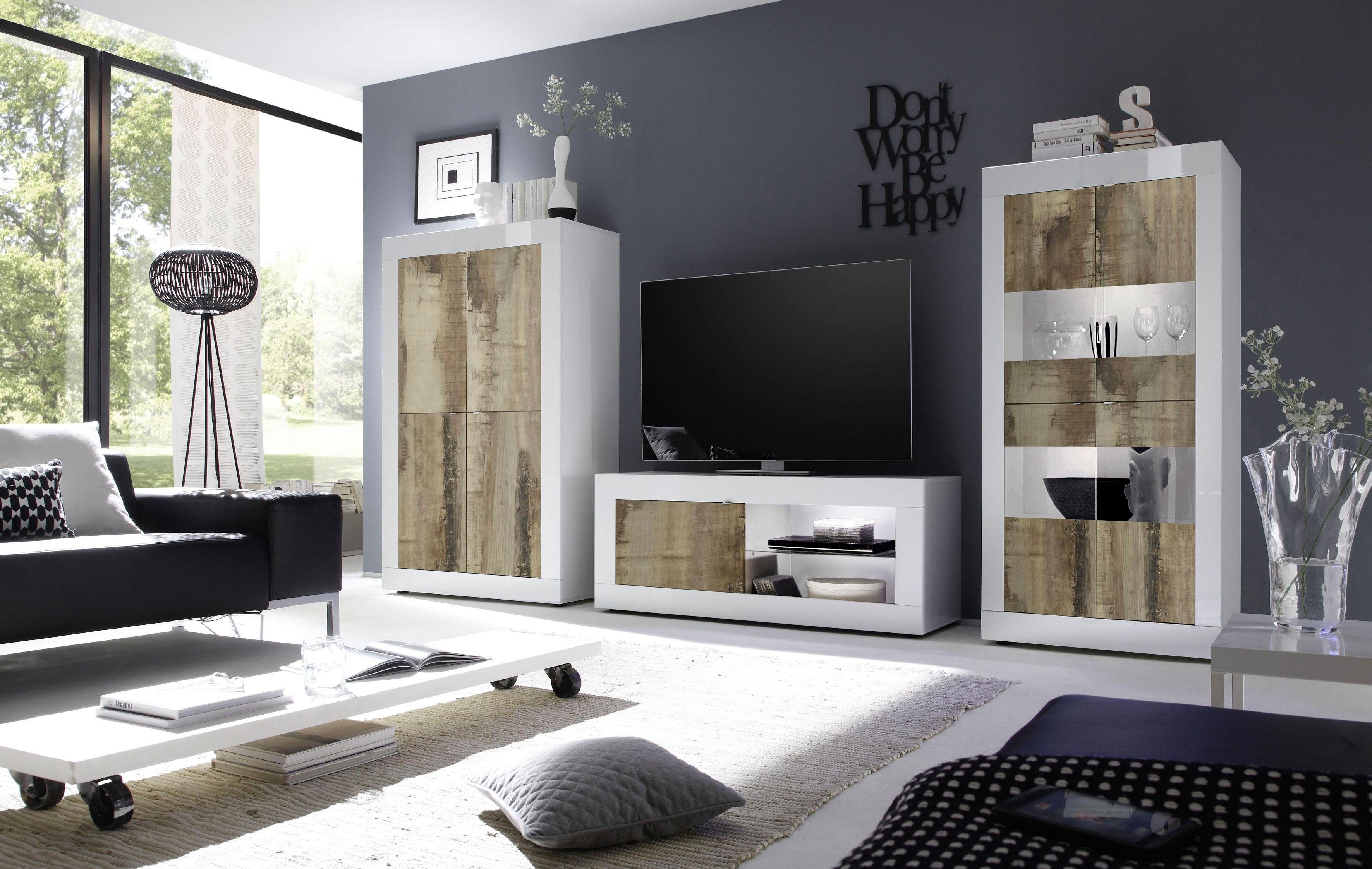 INOSIGN Vitrinekast Basis hoogte 162 cm, staande vitrine met 4 deuren - metalen handgrepen,