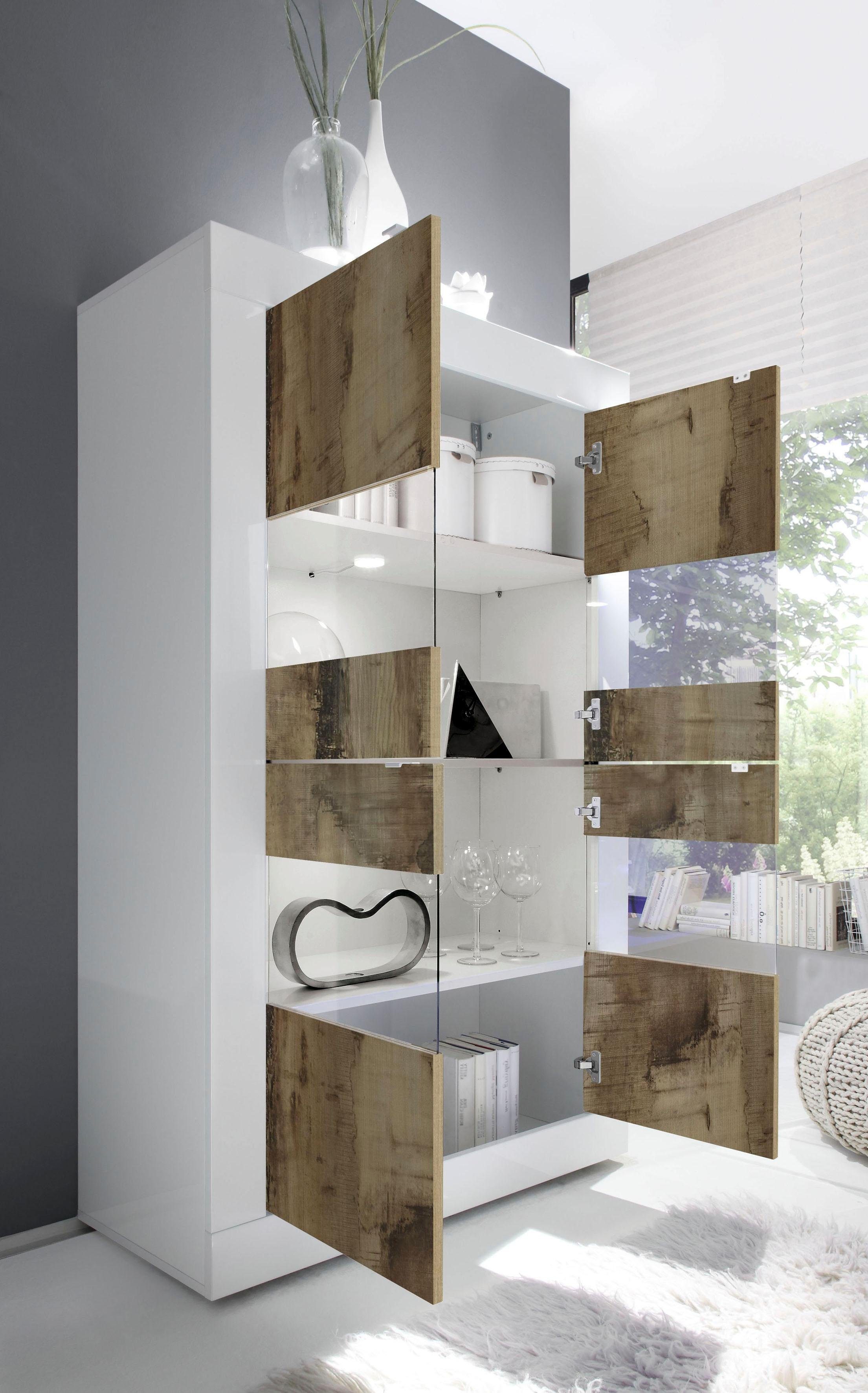 INOSIGN Vitrinekast Basis hoogte 162 cm, staande vitrine met 4 deuren - metalen handgrepen,