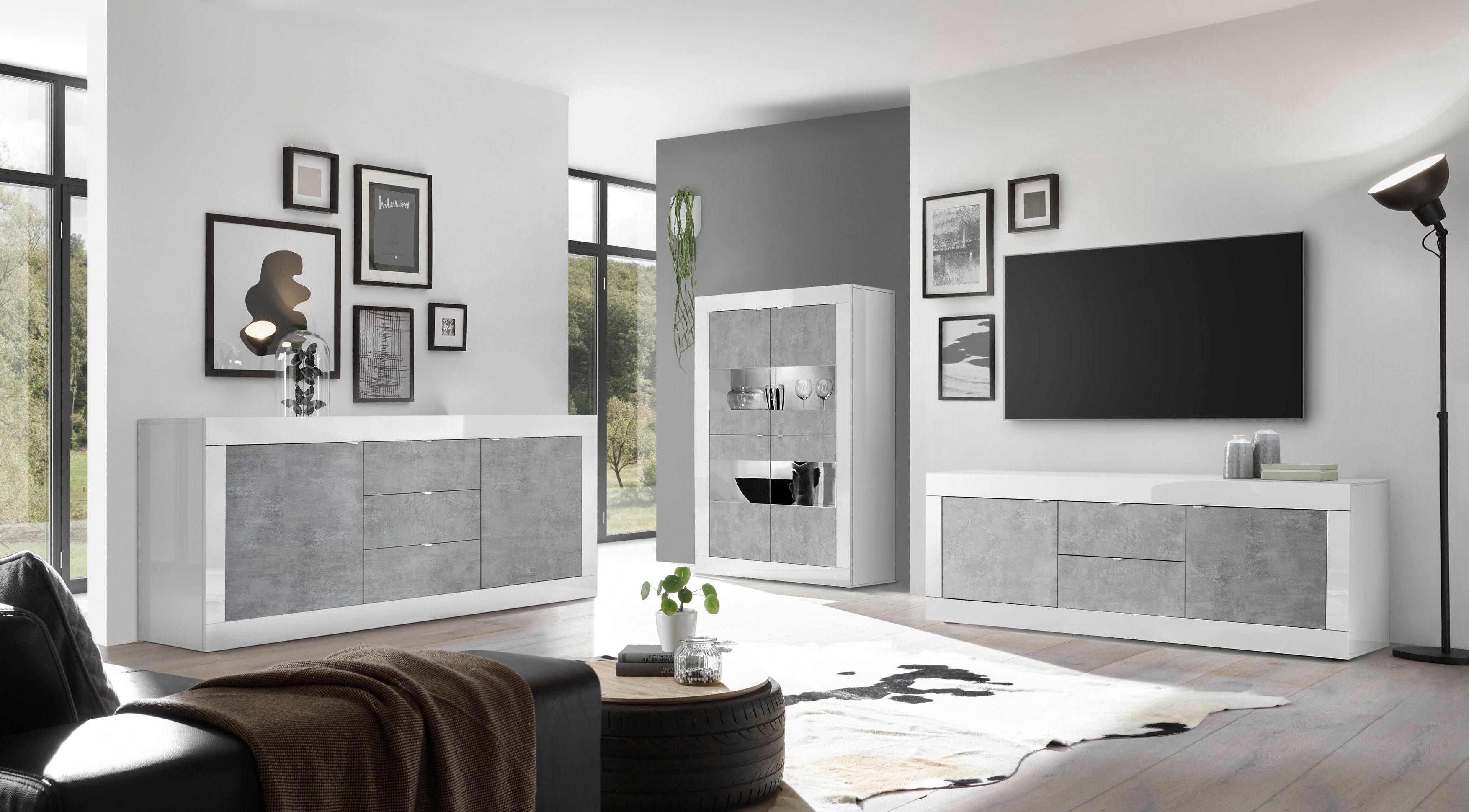 INOSIGN Dressoir Basis breedte 210 cm, commode 2 deuren, 3 lades, dressoir, Metalen handgreep, moderne frame-uitstraling, veel opbergruimte, kleurkeuze