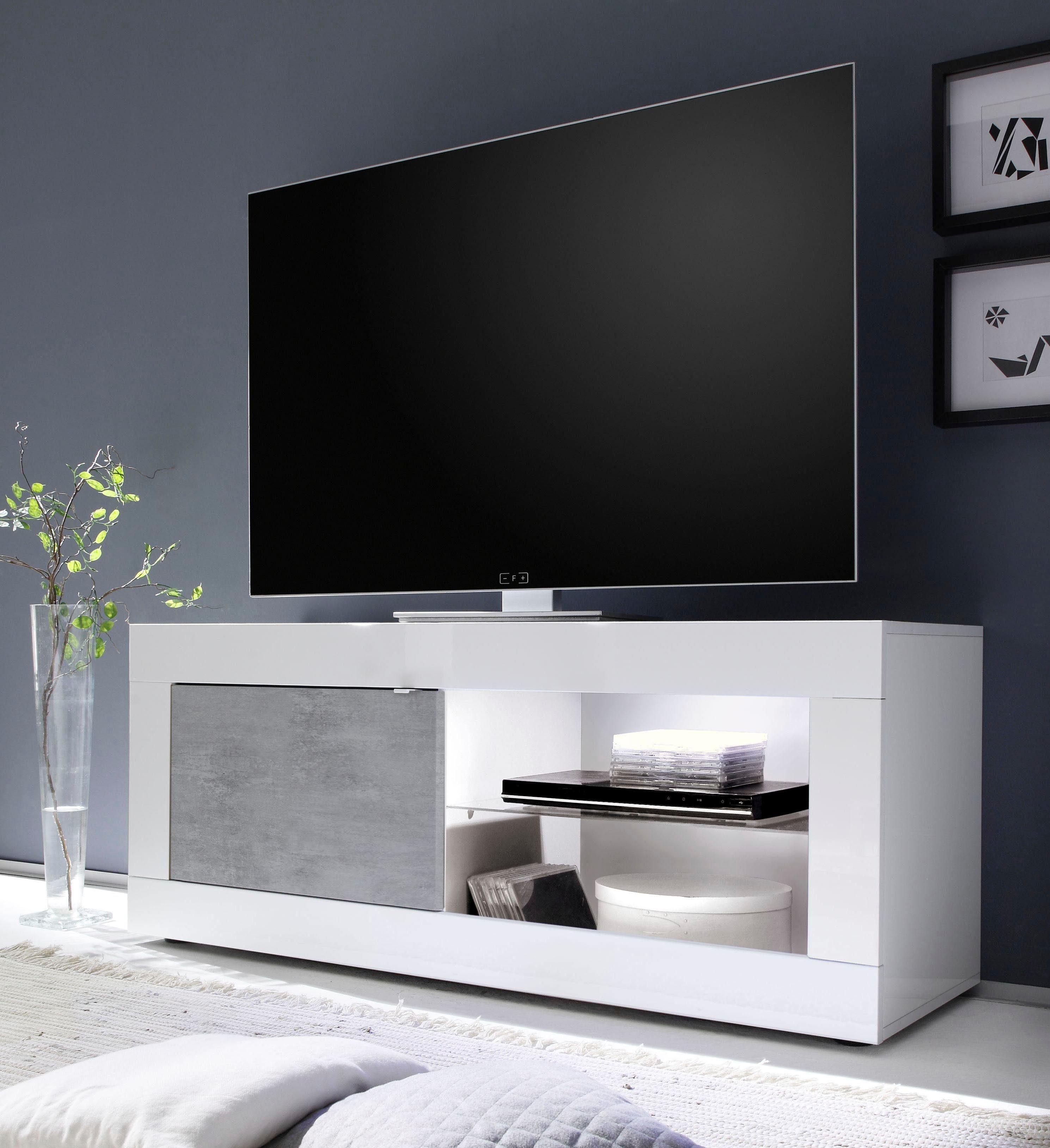 INOSIGN Tv-meubel Basis breedte 140 cm, TV-meubel 1 deur, 2 open vakken (glasbodem),