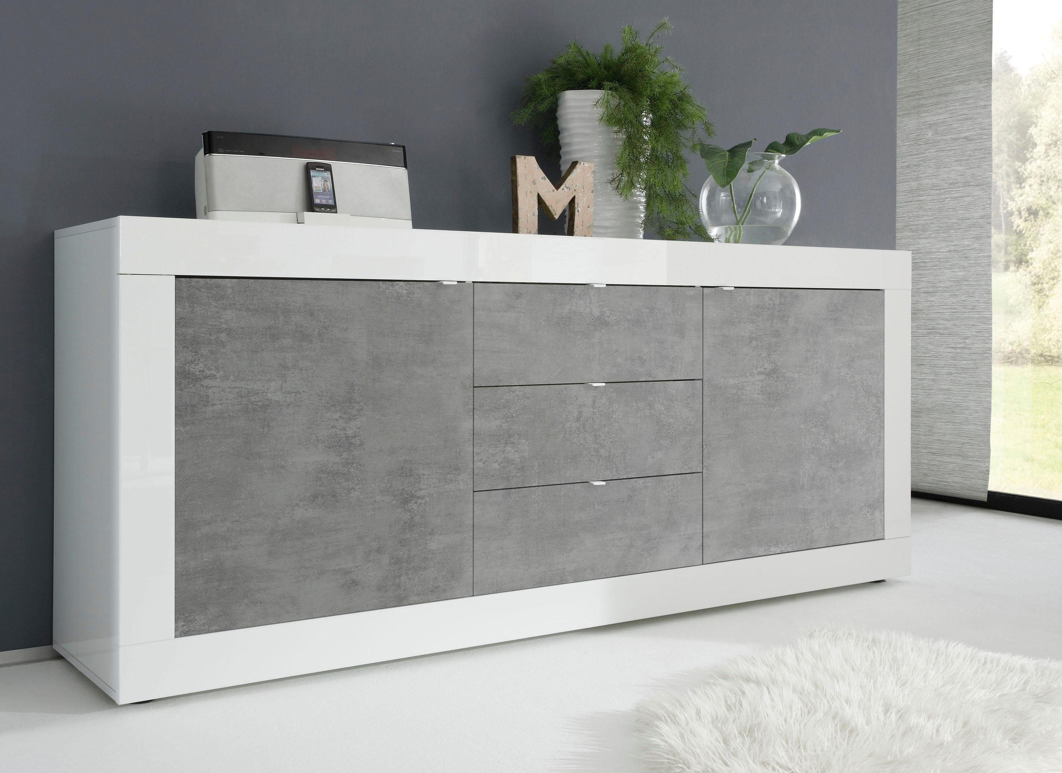 INOSIGN Dressoir Basis breedte 210 cm, commode 2 deuren, 3 lades, dressoir, Metalen handgreep, moderne frame-uitstraling, veel opbergruimte, kleurkeuze