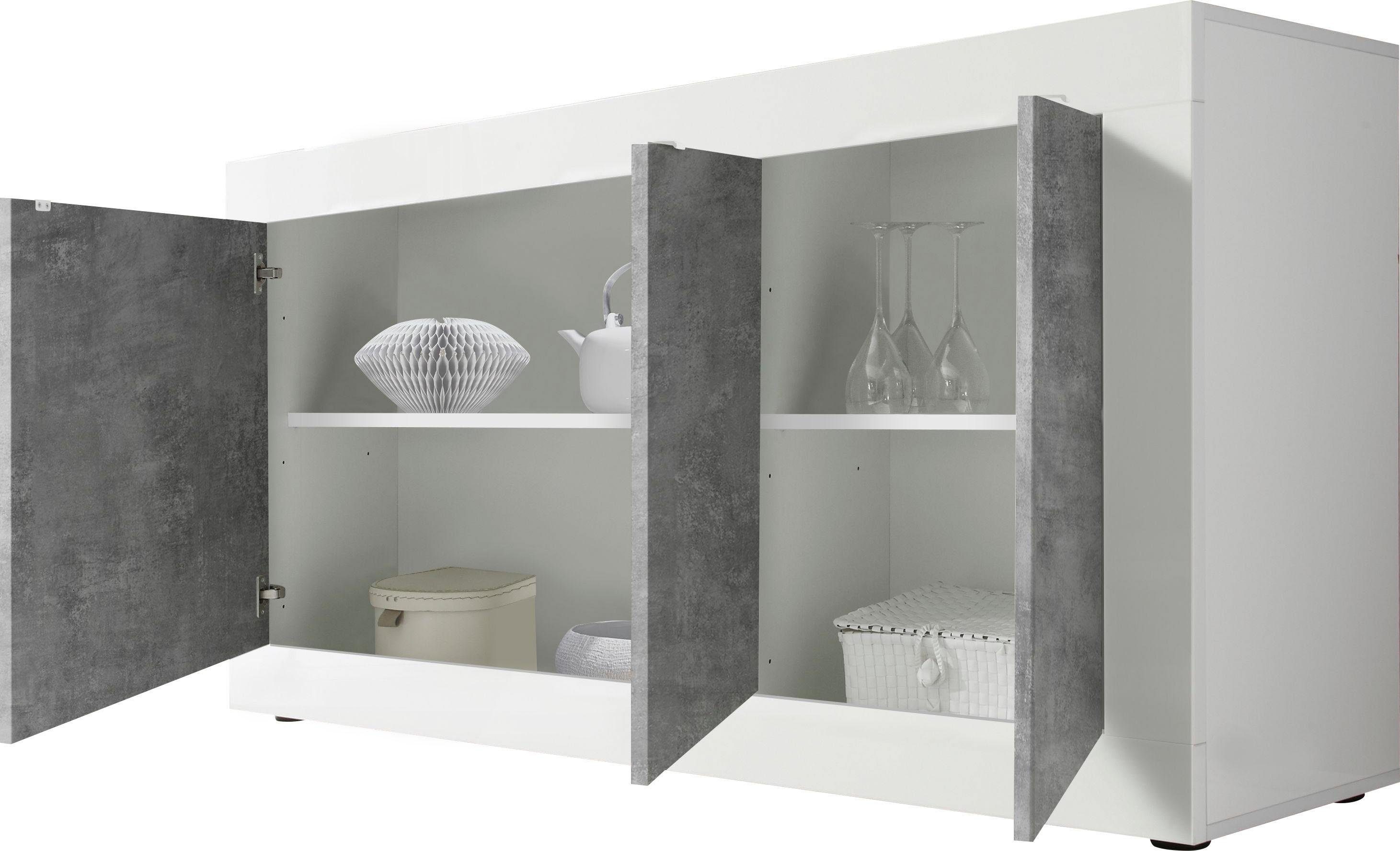 INOSIGN Dressoir Basis breedte 160 cm, commode 3 deuren, dressoir, Metalen handgreep, moderne frame-uitstraling, veel opbergruimte, kleurkeuze