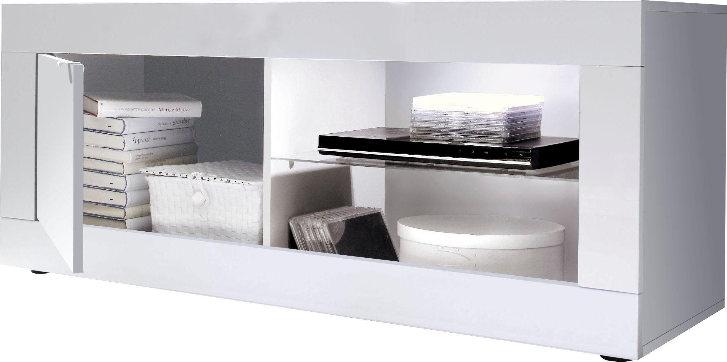 INOSIGN Tv-meubel Basis breedte 140 cm, TV-meubel 1 deur, 2 open vakken (glasbodem),