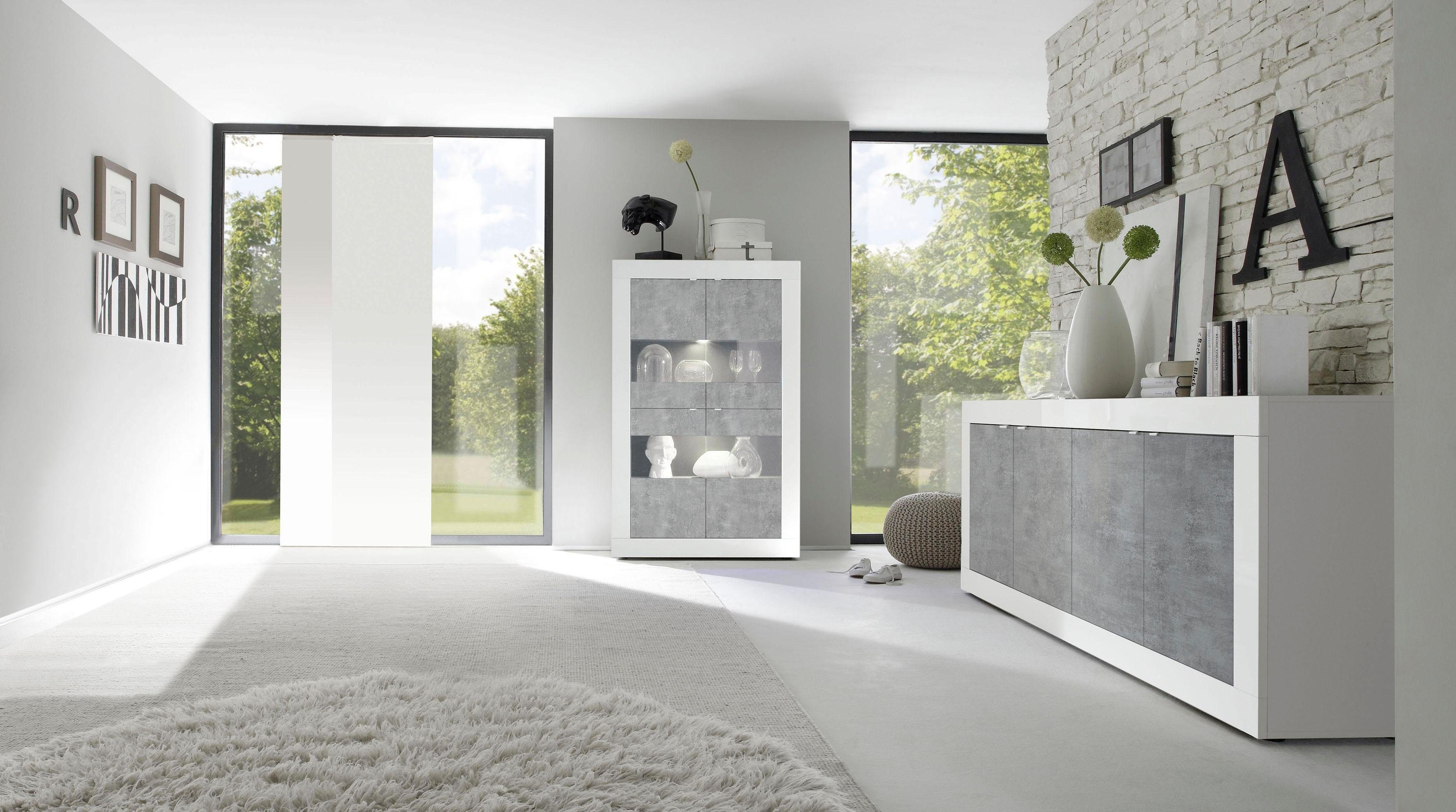 INOSIGN Dressoir Basis breedte 207 cm, commode 4 deuren, dressoir, Metalen handgreep, moderne frame-uitstraling, veel opbergruimte, kleurkeuze