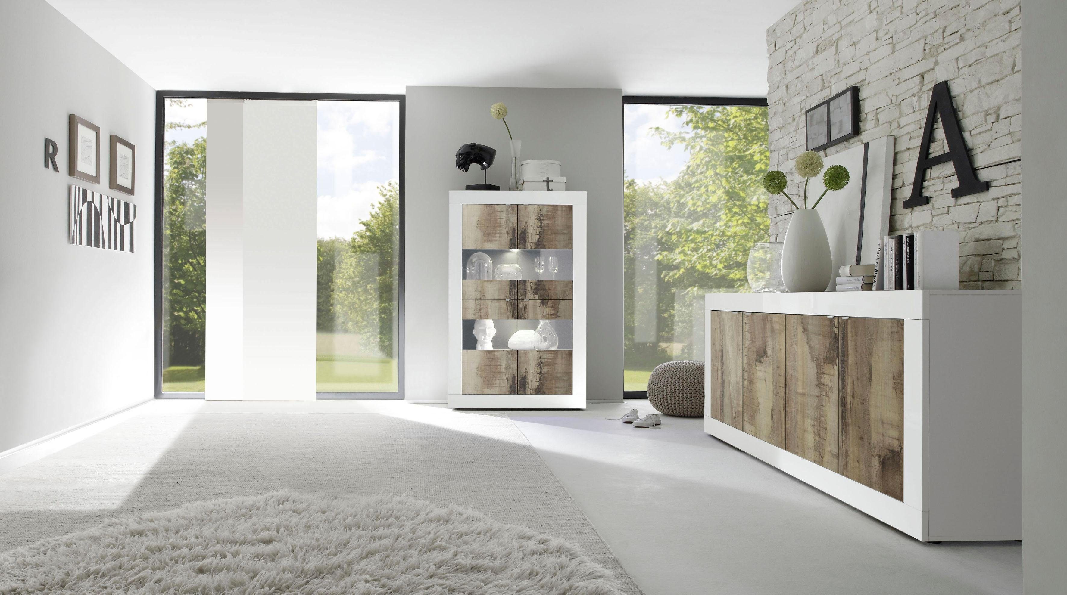 INOSIGN Vitrinekast Basis hoogte 162 cm, staande vitrine met 4 deuren - metalen handgrepen,