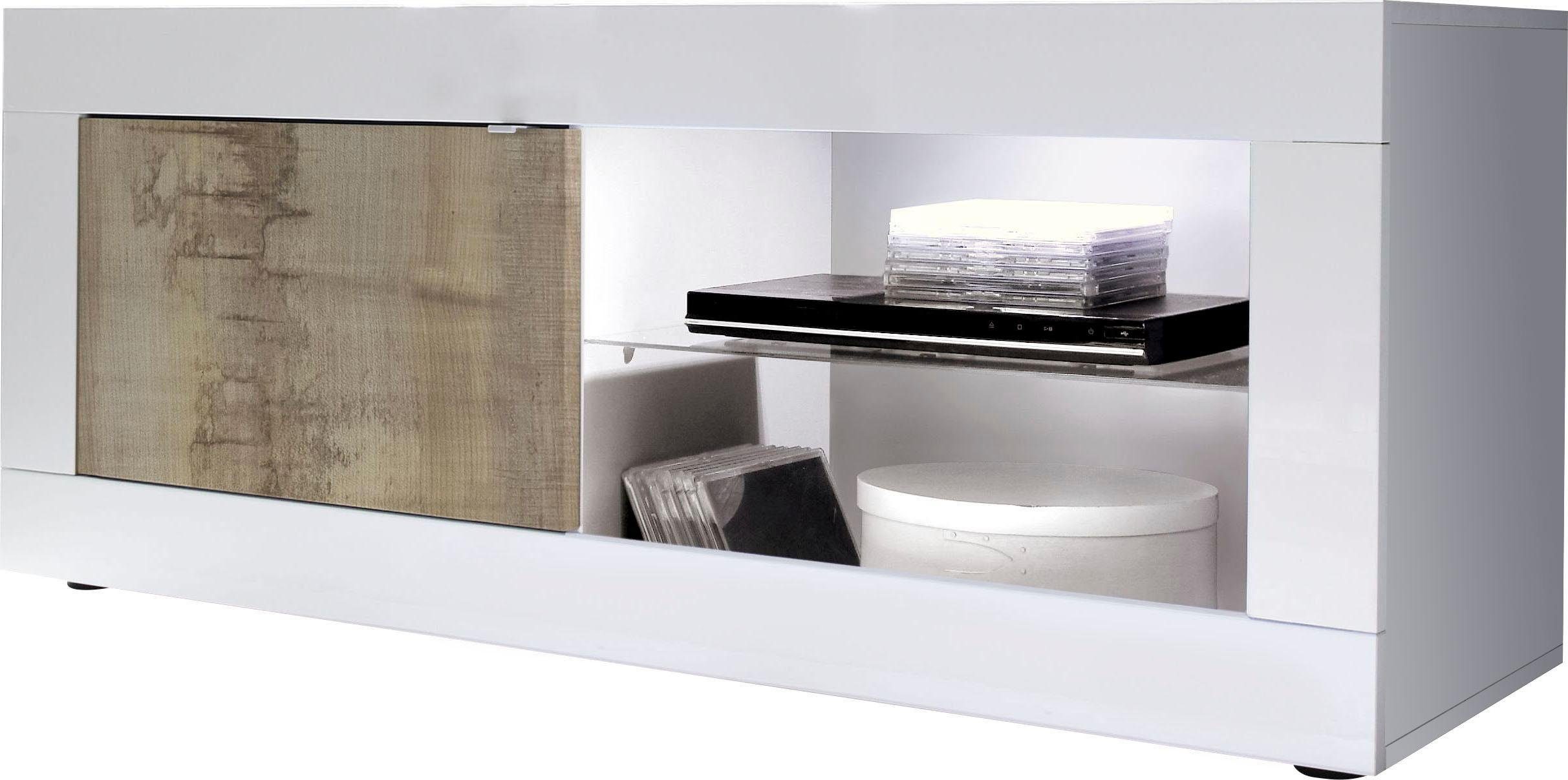 INOSIGN Tv-meubel Basis breedte 140 cm, TV-meubel 1 deur, 2 open vakken (glasbodem),