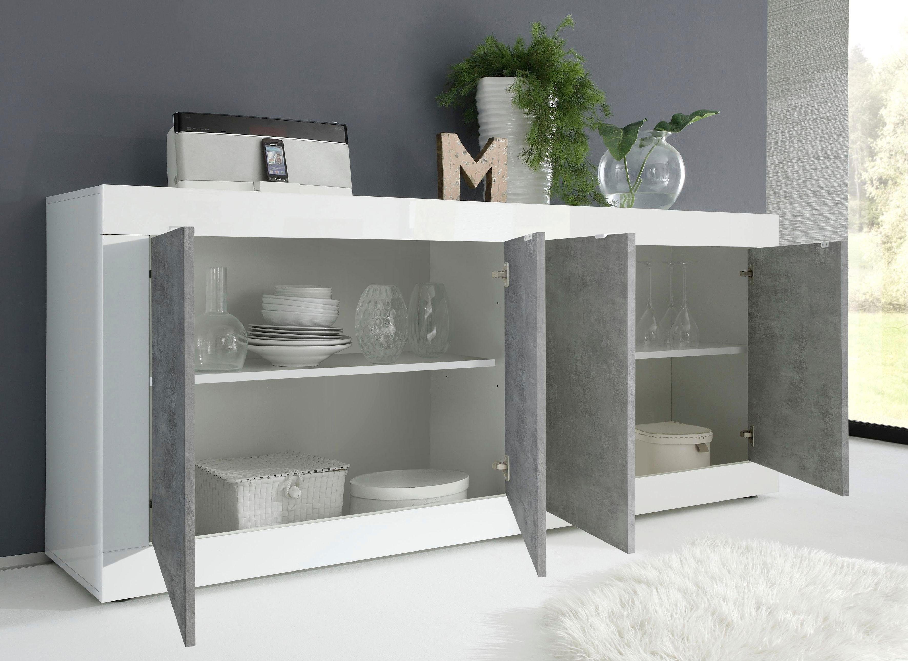 INOSIGN Dressoir Basis breedte 207 cm, commode 4 deuren, dressoir, Metalen handgreep, moderne frame-uitstraling, veel opbergruimte, kleurkeuze