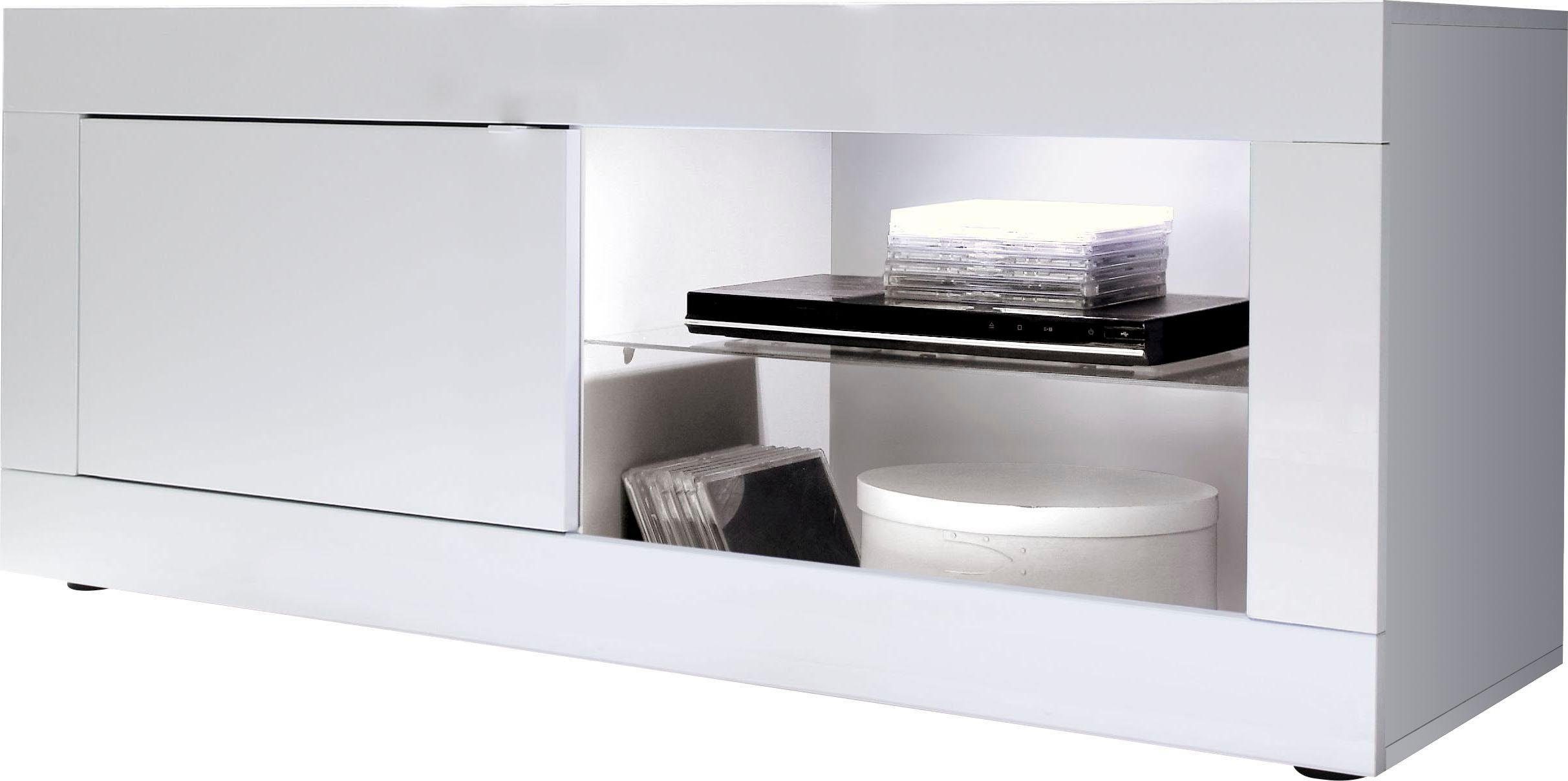 INOSIGN Tv-meubel Basis breedte 140 cm, TV-meubel 1 deur, 2 open vakken (glasbodem),