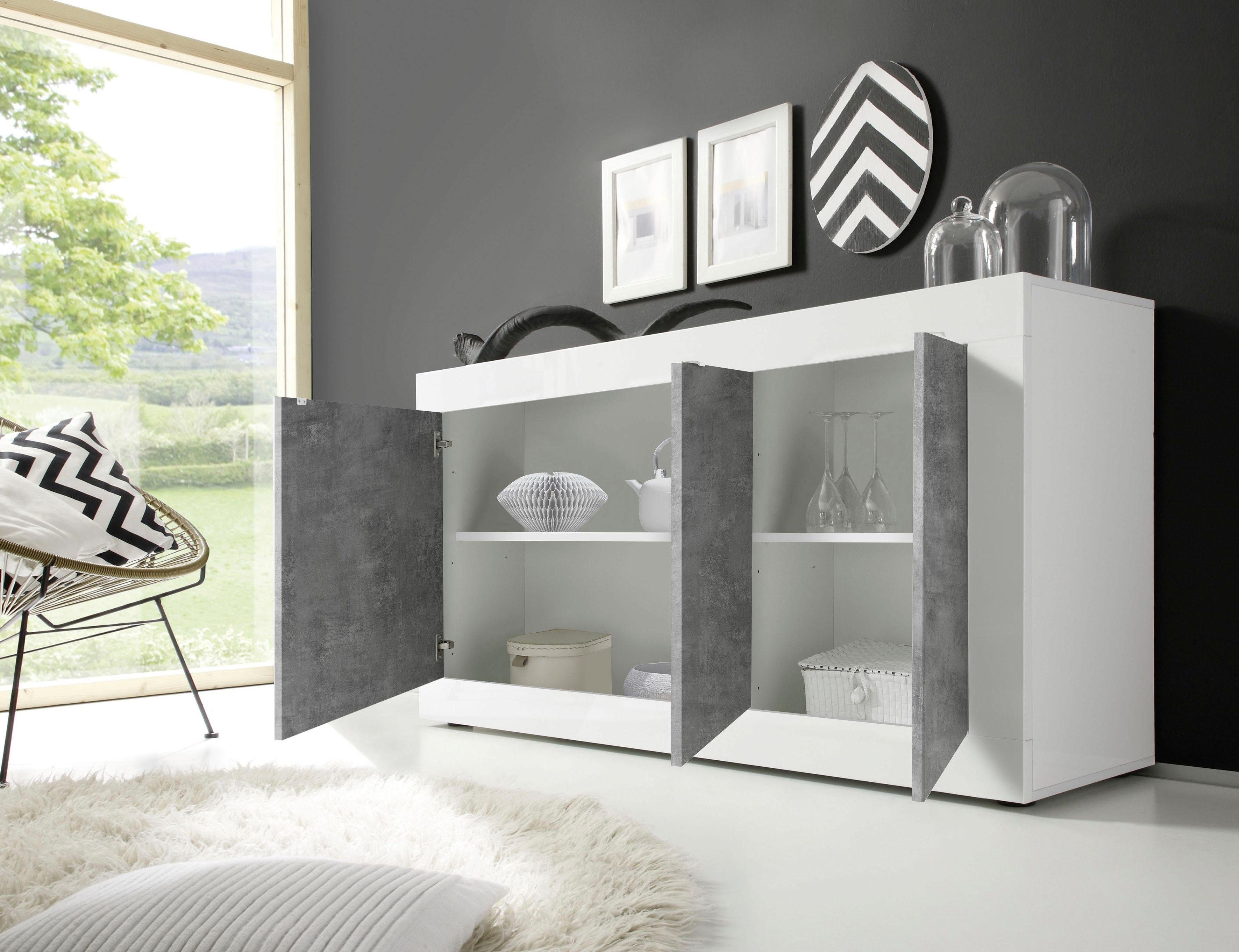INOSIGN Dressoir Basis breedte 160 cm, commode 3 deuren, dressoir, Metalen handgreep, moderne frame-uitstraling, veel opbergruimte, kleurkeuze