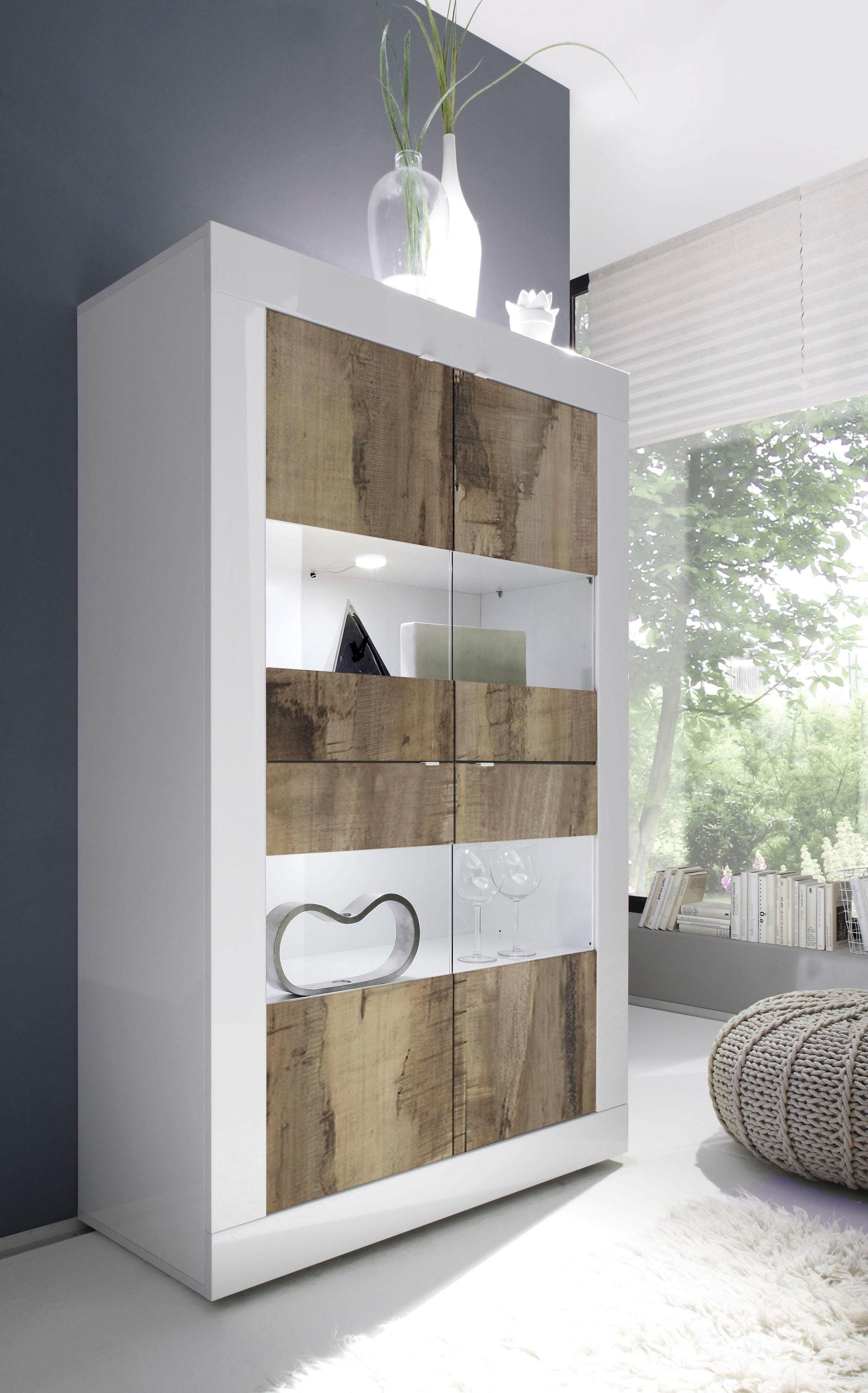 INOSIGN Vitrinekast Basis hoogte 162 cm, staande vitrine met 4 deuren - metalen handgrepen,