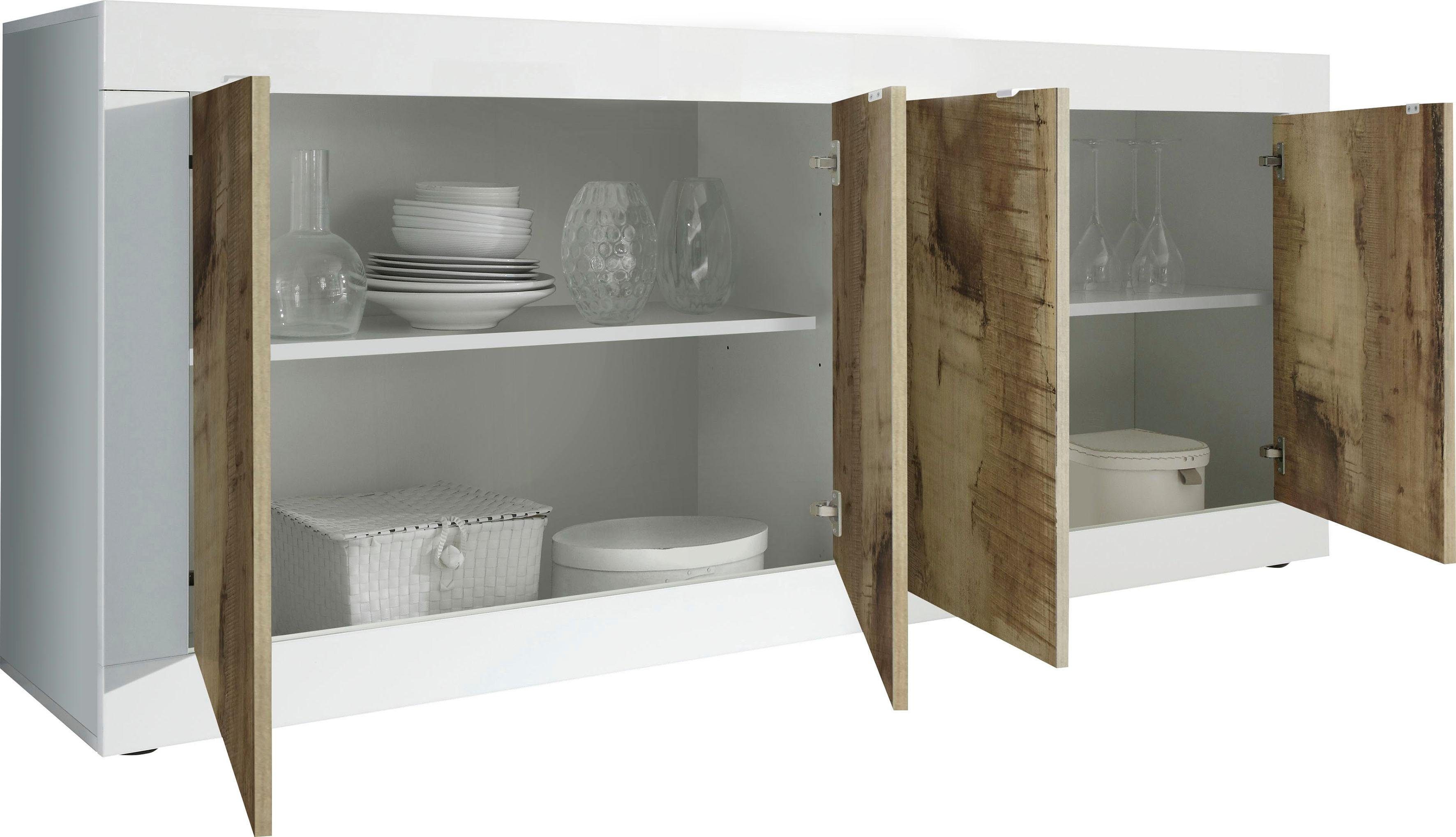 INOSIGN Dressoir Basis breedte 207 cm, commode 4 deuren, dressoir, Metalen handgreep, moderne frame-uitstraling, veel opbergruimte, kleurkeuze