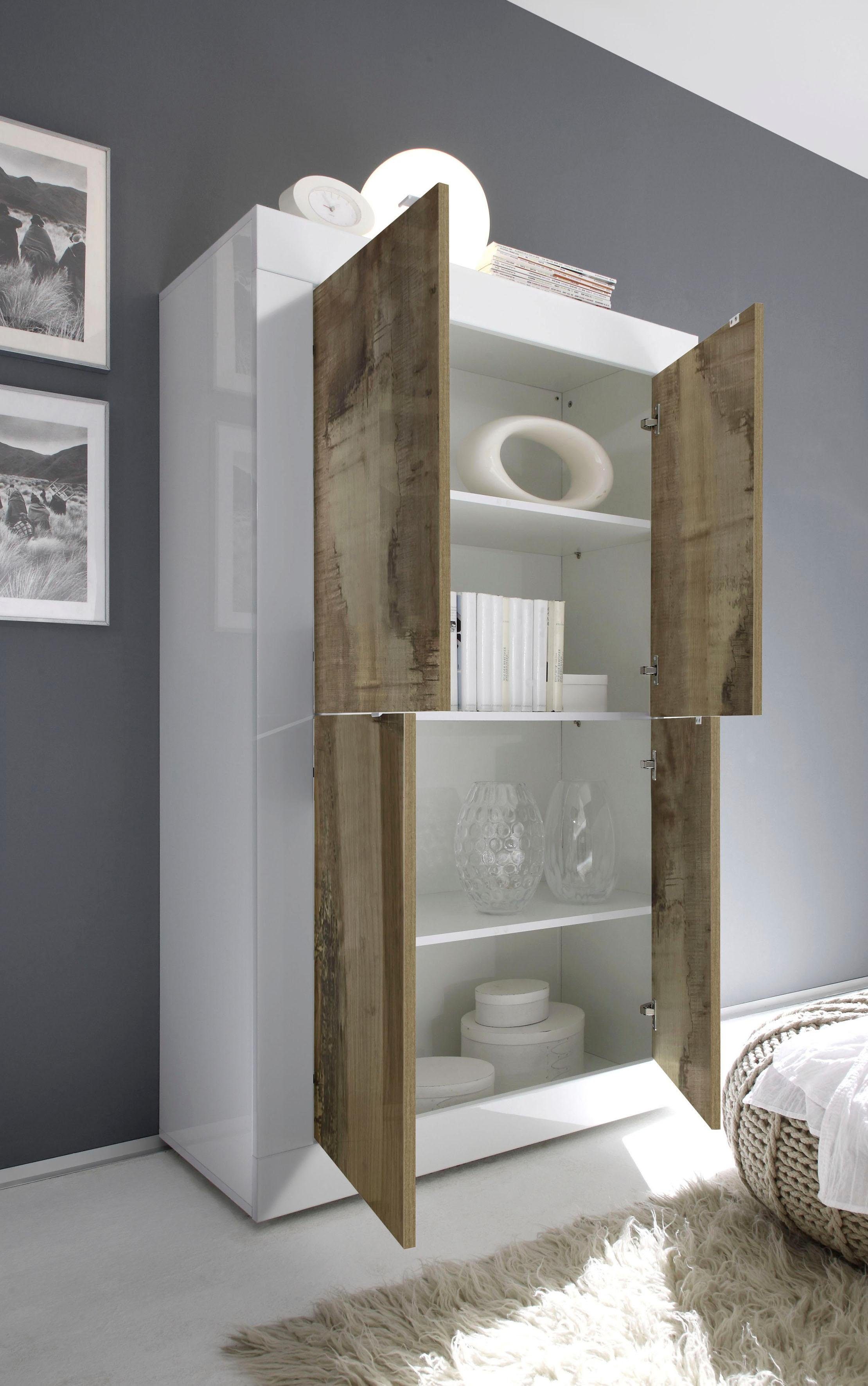 INOSIGN Highboard Basis hoogte 162 cm, breedte 102 cm, commode 4 deuren, hoge commode Metalen handgreep, moderne frame-uitstraling, veel opbergruimte, kleurkeuze