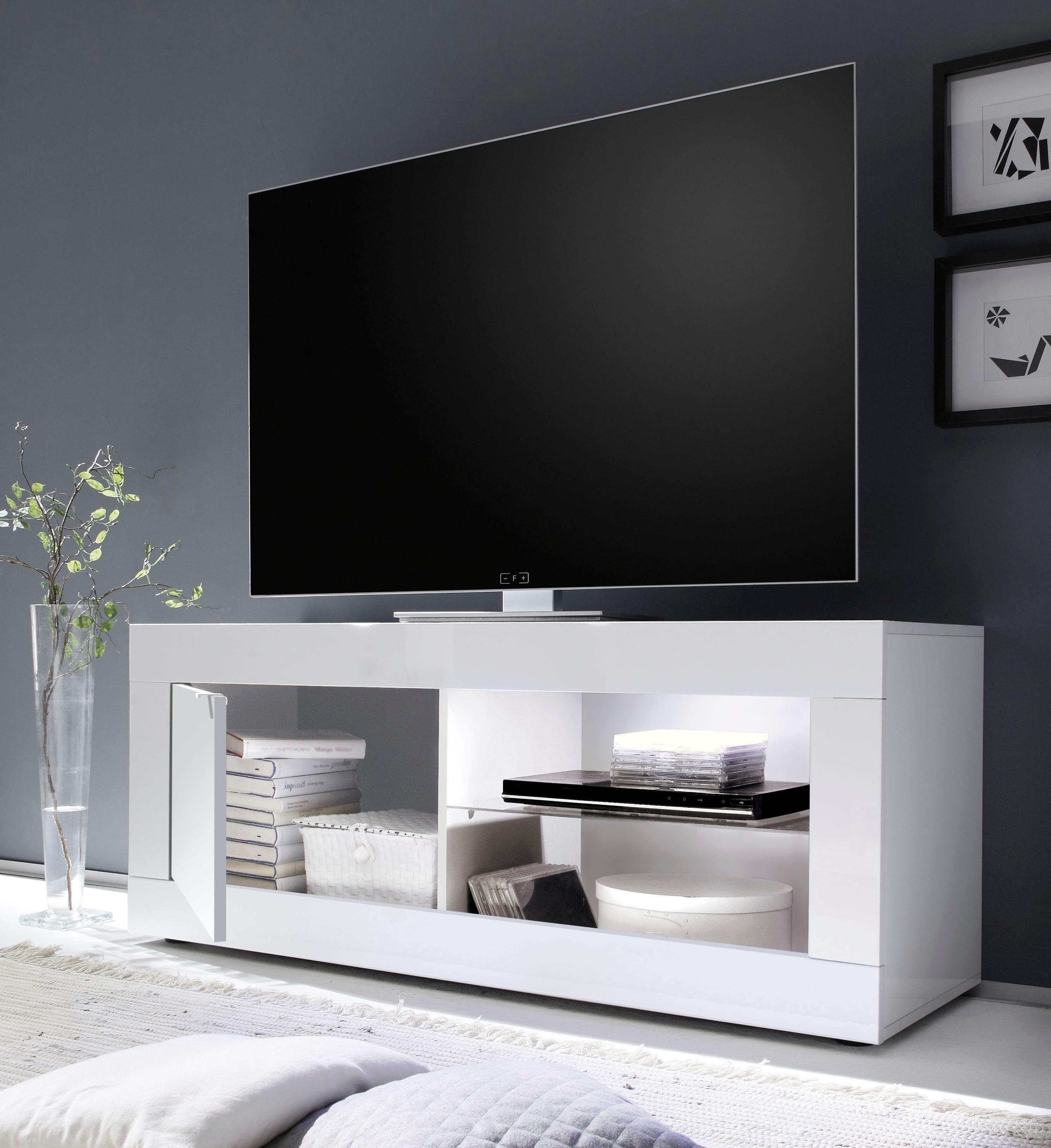 INOSIGN Tv-meubel Basis breedte 140 cm, TV-meubel 1 deur, 2 open vakken (glasbodem),