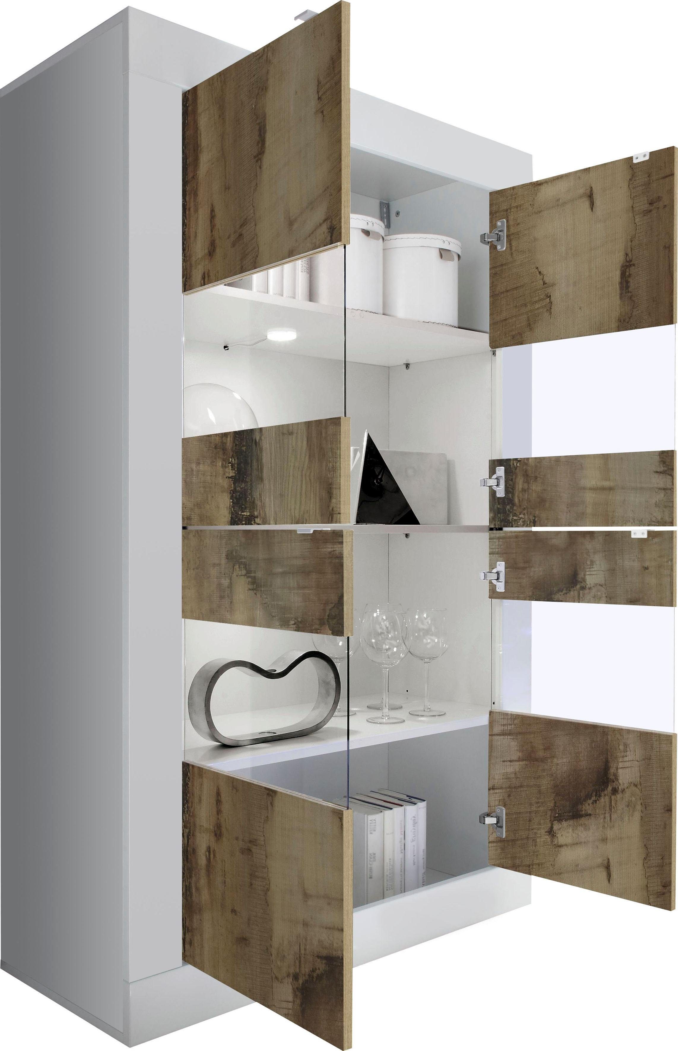 INOSIGN Vitrinekast Basis hoogte 162 cm, staande vitrine met 4 deuren - metalen handgrepen,