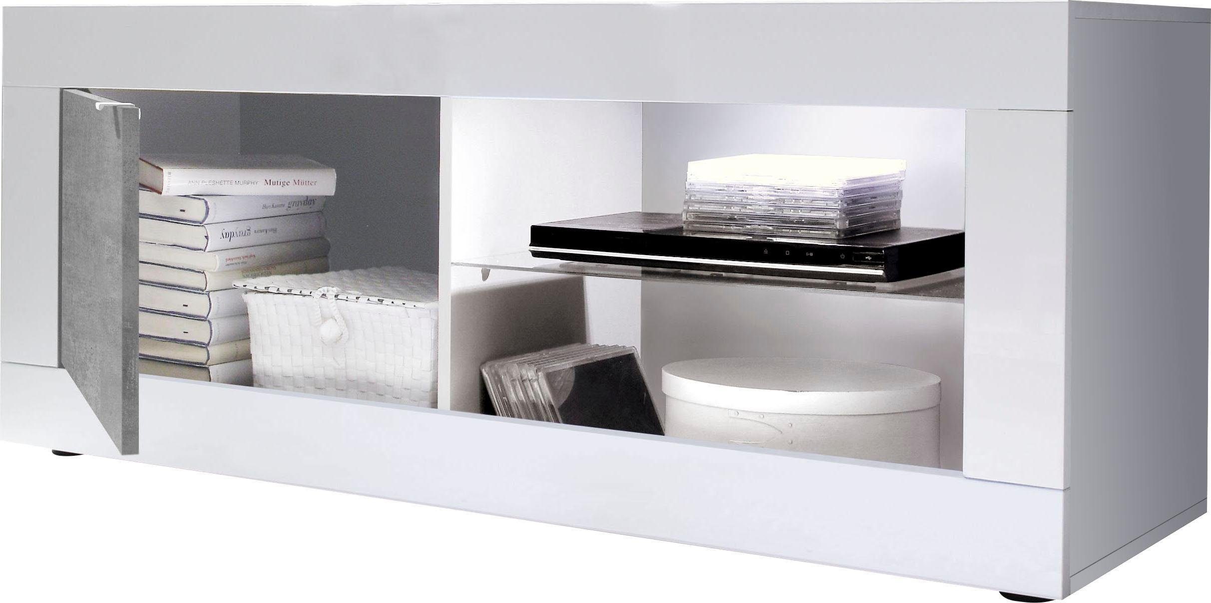 INOSIGN Tv-meubel Basis breedte 140 cm, TV-meubel 1 deur, 2 open vakken (glasbodem),