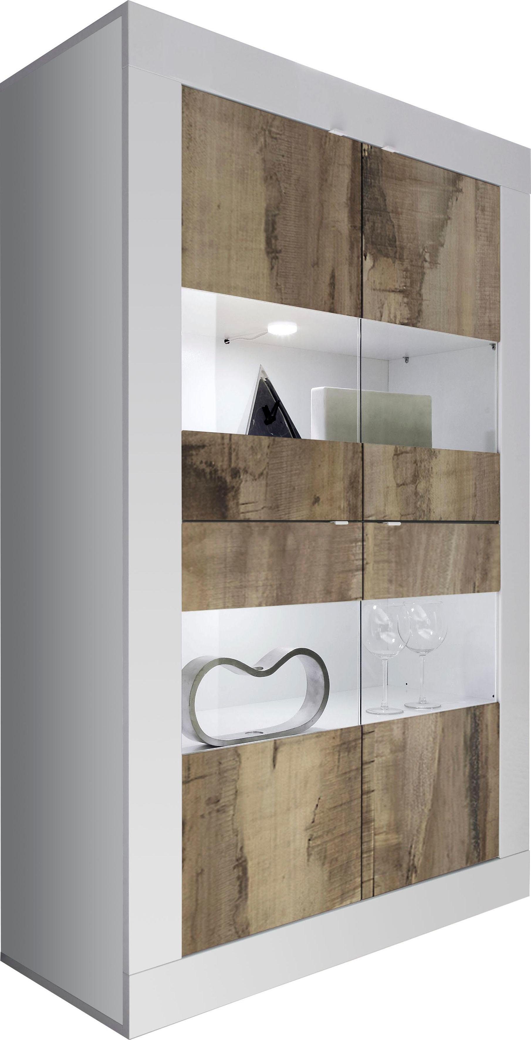 INOSIGN Vitrinekast Basis hoogte 162 cm, staande vitrine met 4 deuren - metalen handgrepen,