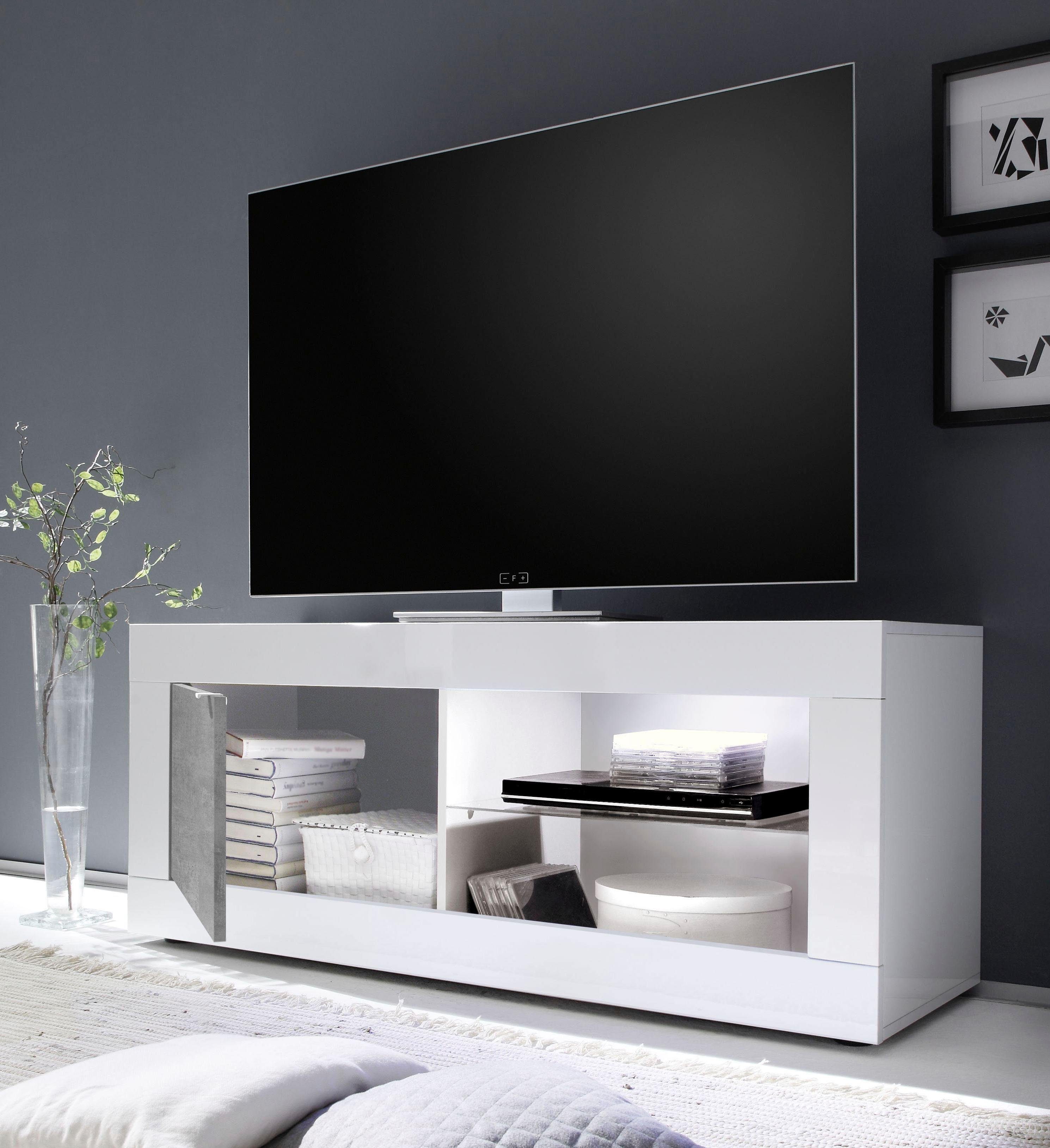 INOSIGN Tv-meubel Basis breedte 140 cm, TV-meubel 1 deur, 2 open vakken (glasbodem),