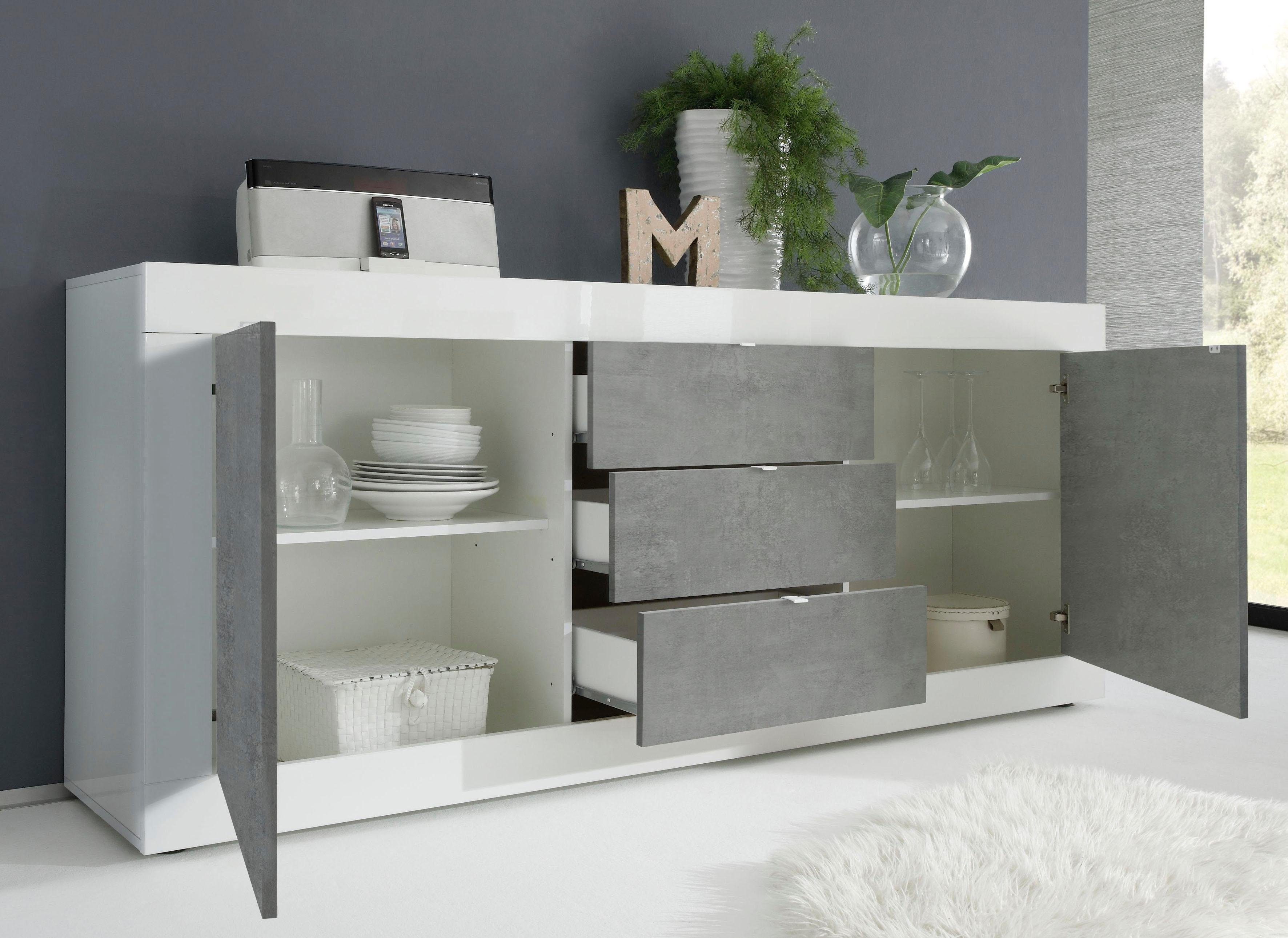 INOSIGN Dressoir Basis breedte 210 cm, commode 2 deuren, 3 lades, dressoir, Metalen handgreep, moderne frame-uitstraling, veel opbergruimte, kleurkeuze