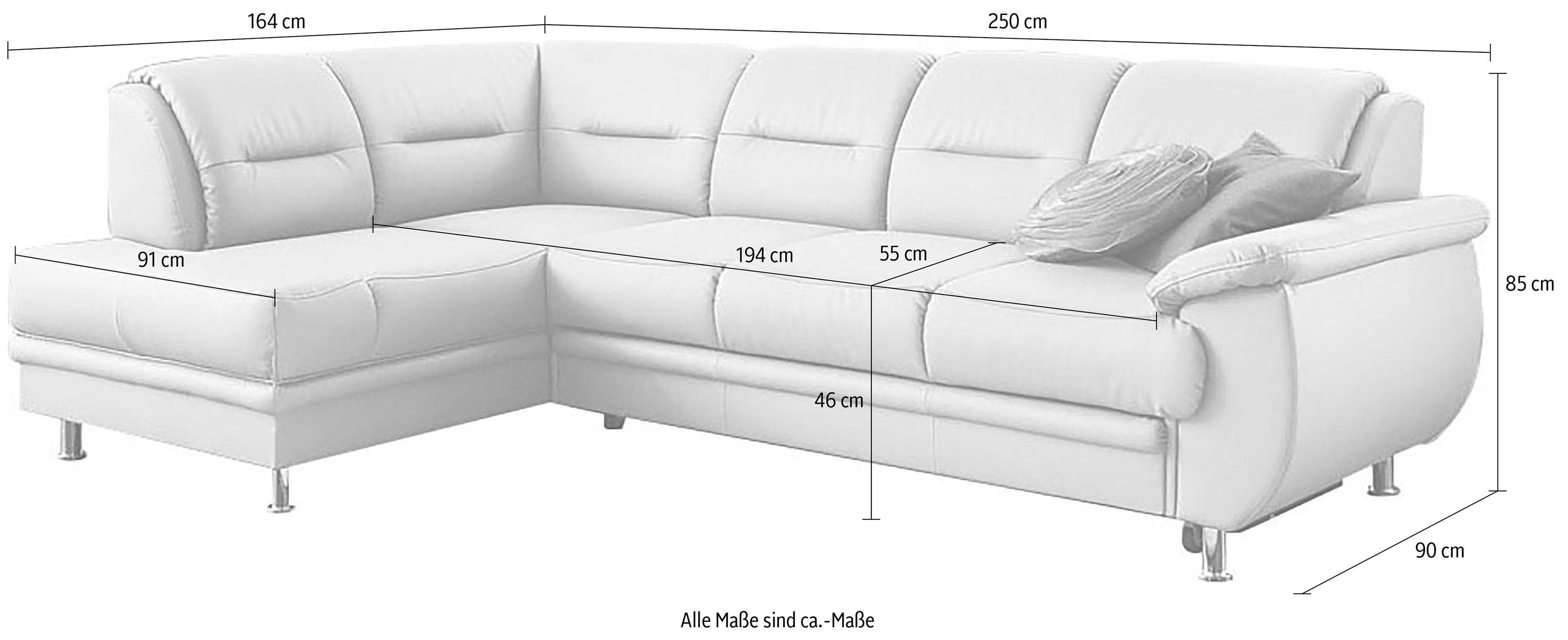 sit&more Hoekbank Mailand L-vorm optioneel met slaapfunctie