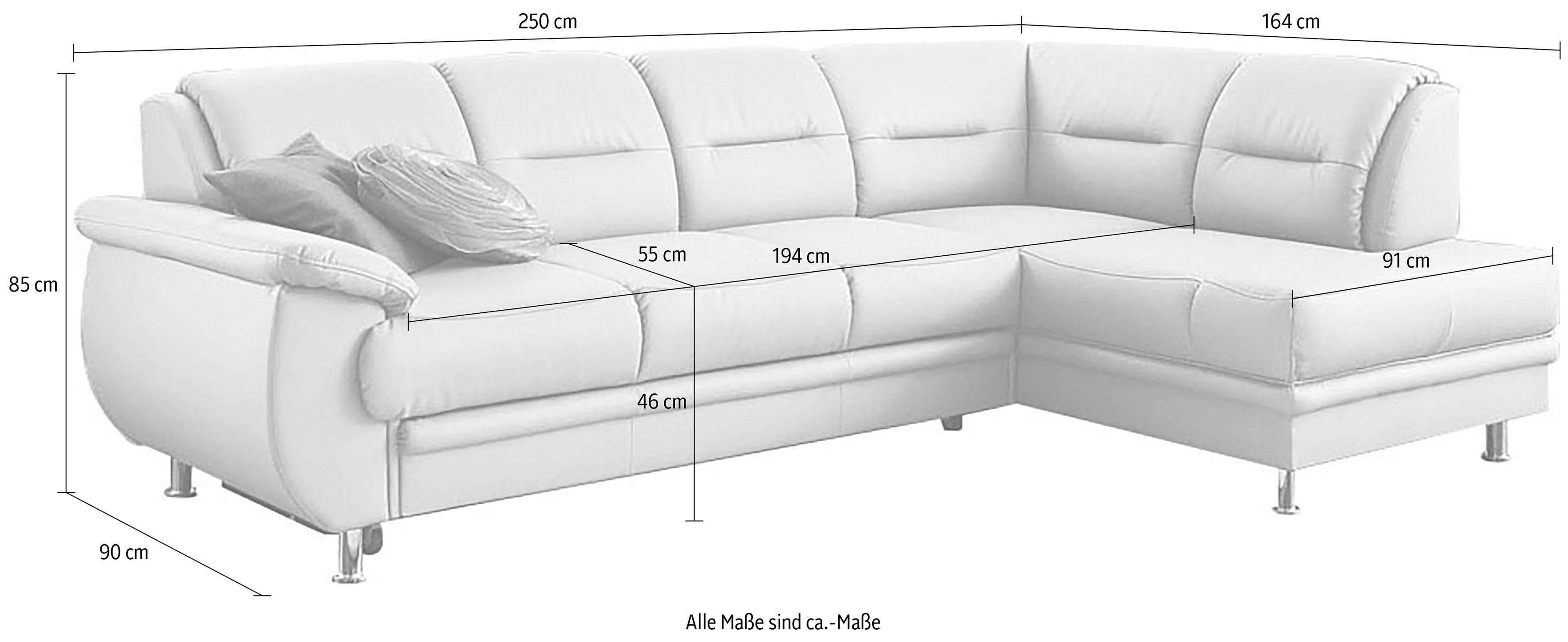 sit&more Hoekbank Mailand L-vorm optioneel met slaapfunctie