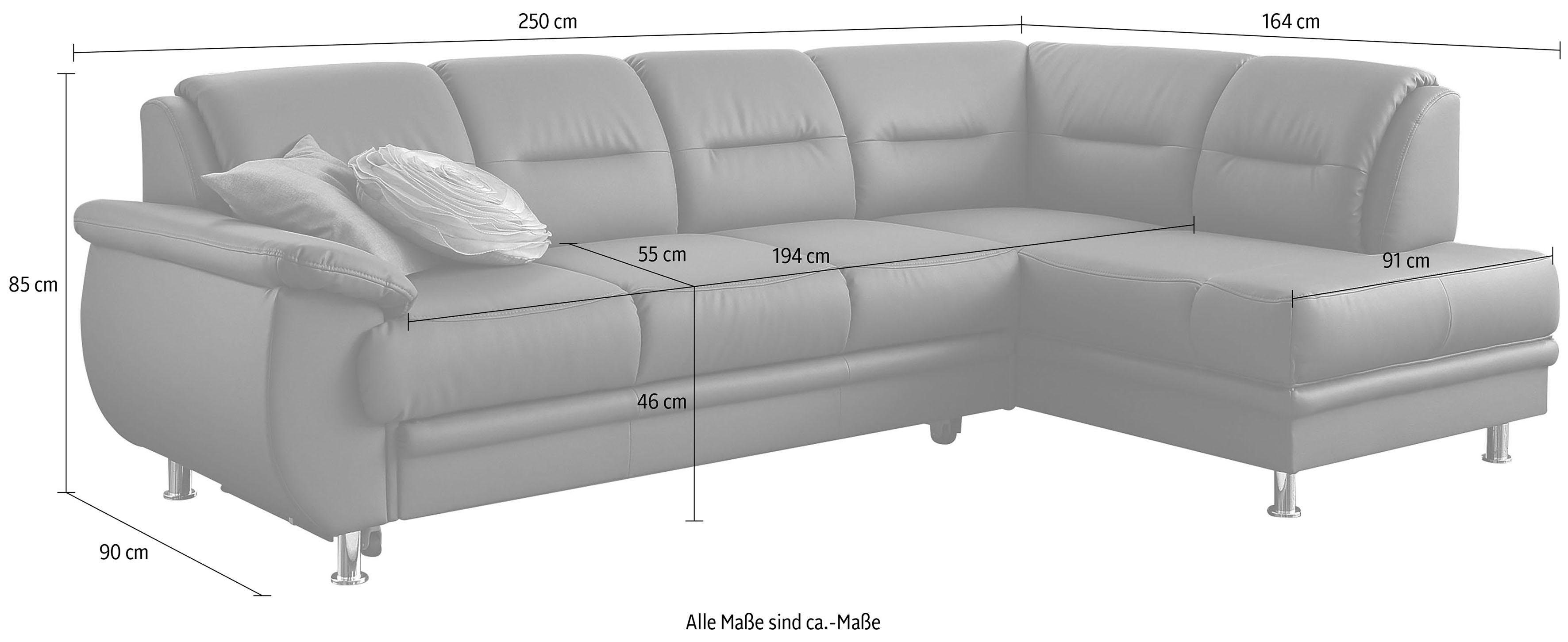 sit&more Hoekbank Mailand L-vorm optioneel met slaapfunctie