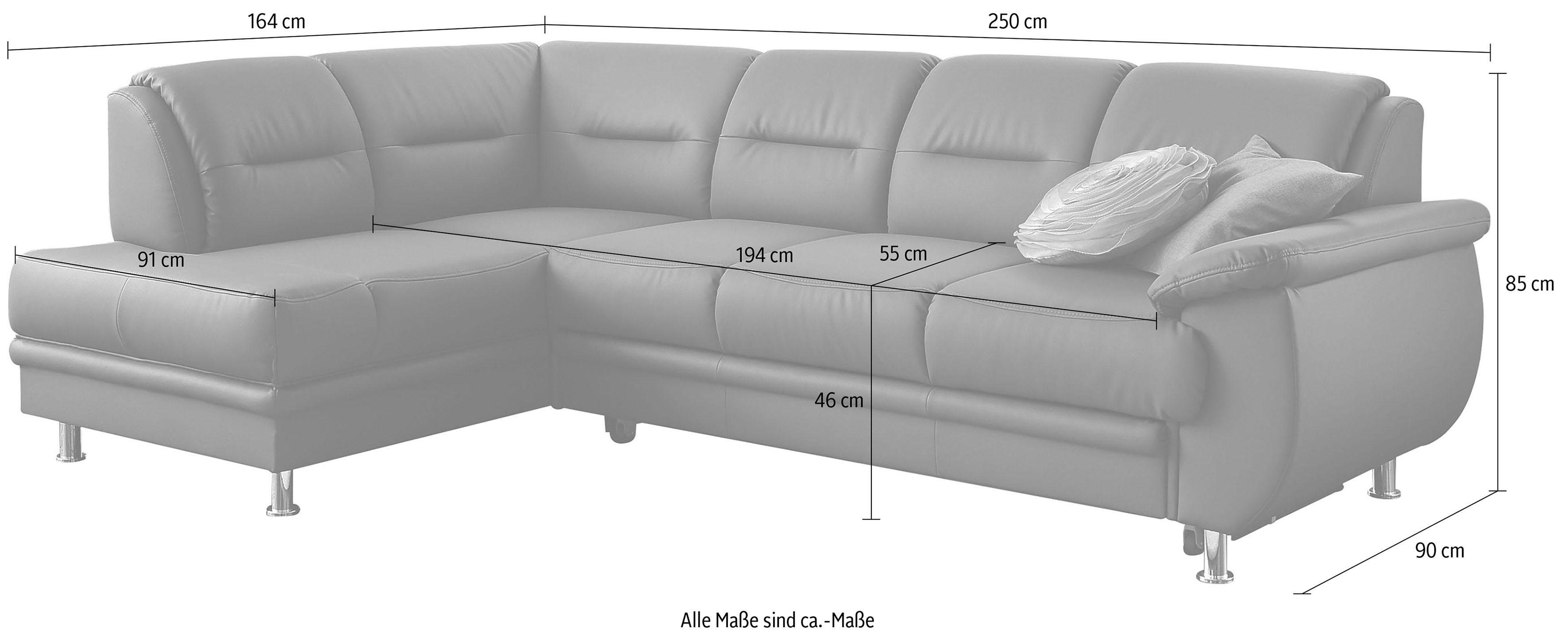 sit&more Hoekbank Mailand L-vorm optioneel met slaapfunctie