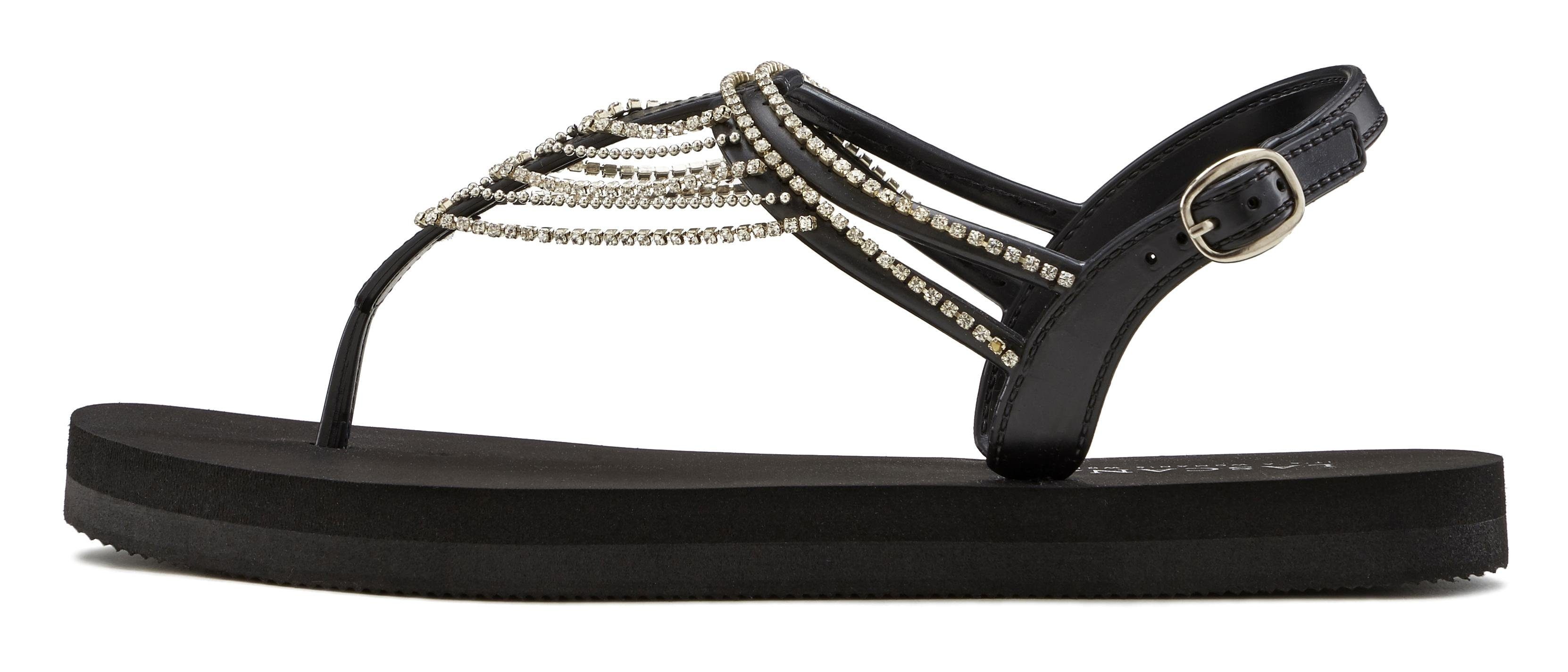 Lascana Badslippers Zomerschoen Sandaal, badschoen, zomerschoen, teenslipper met strass-ketting VEGAN