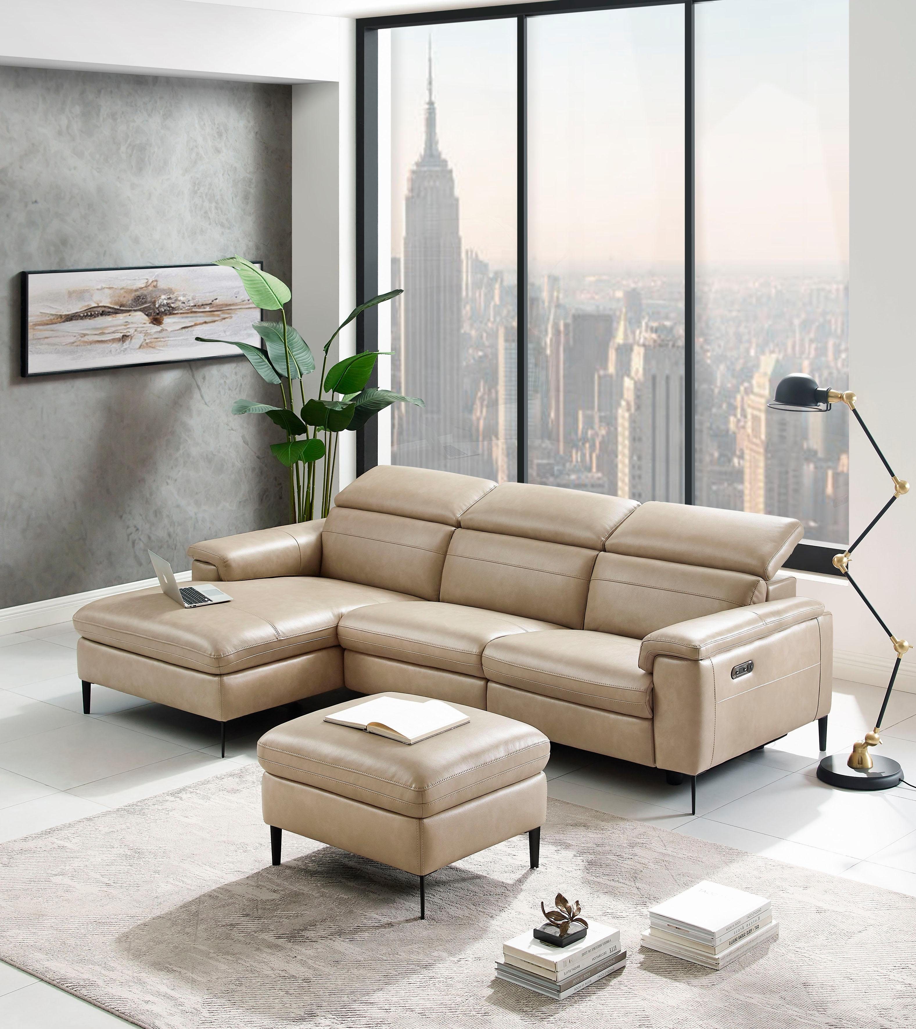 Places of Style Hoekbank Sacramento met elektrische relaxfunctie aan een kant en verstelbare hoofdsteun