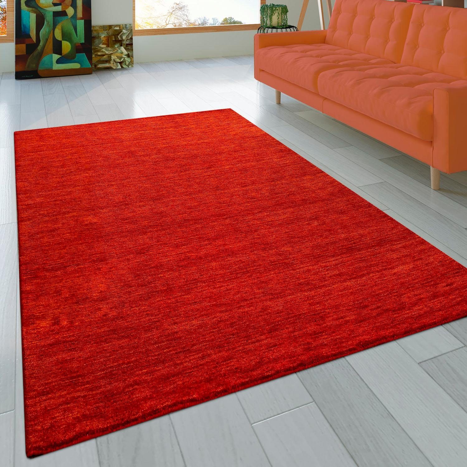 Paco Home Wollen kleed Atlas 100 Gabbeh, korte pool, met de hand geweven, zuivere wol, unikleurig