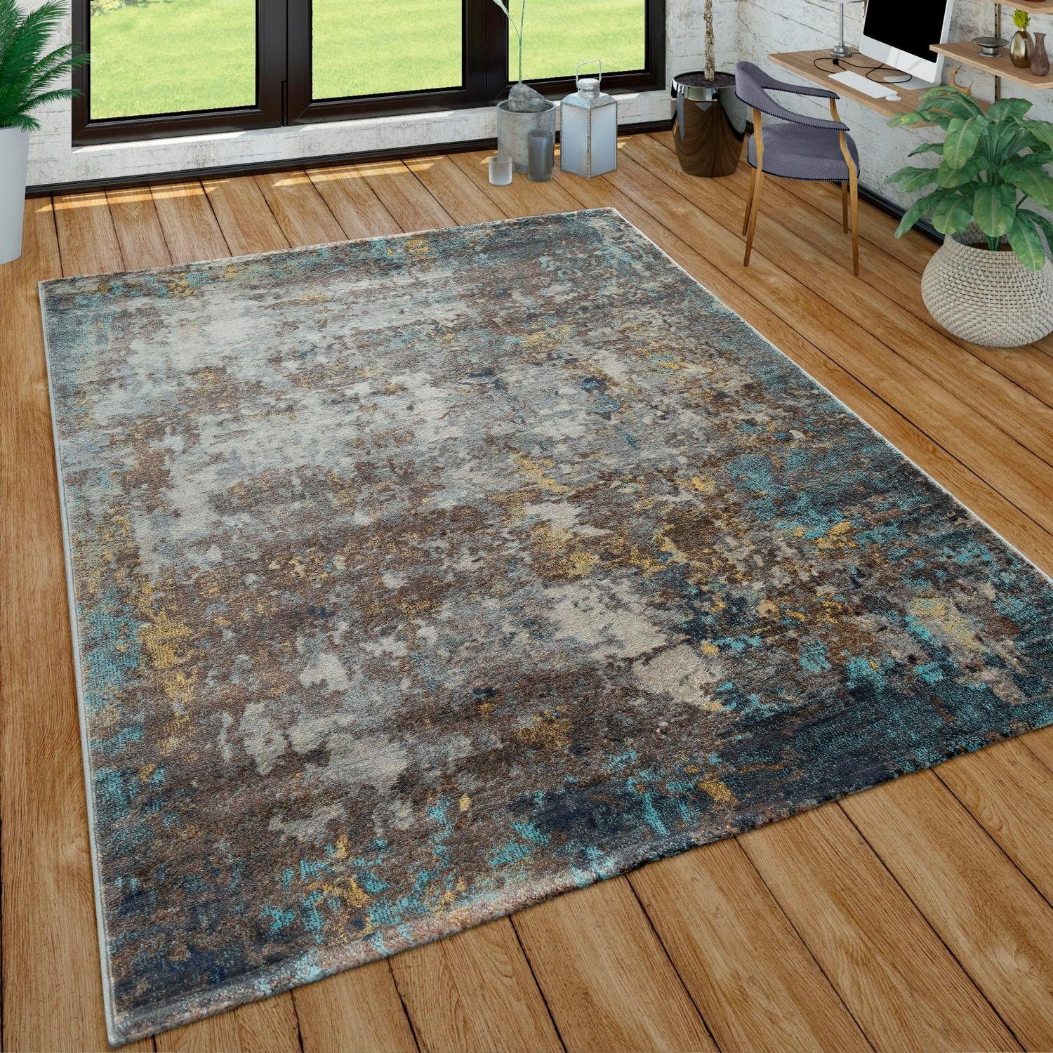 Paco Home Vloerkleed Jazz 703 Korte pool, modern kleurrijk design en used look