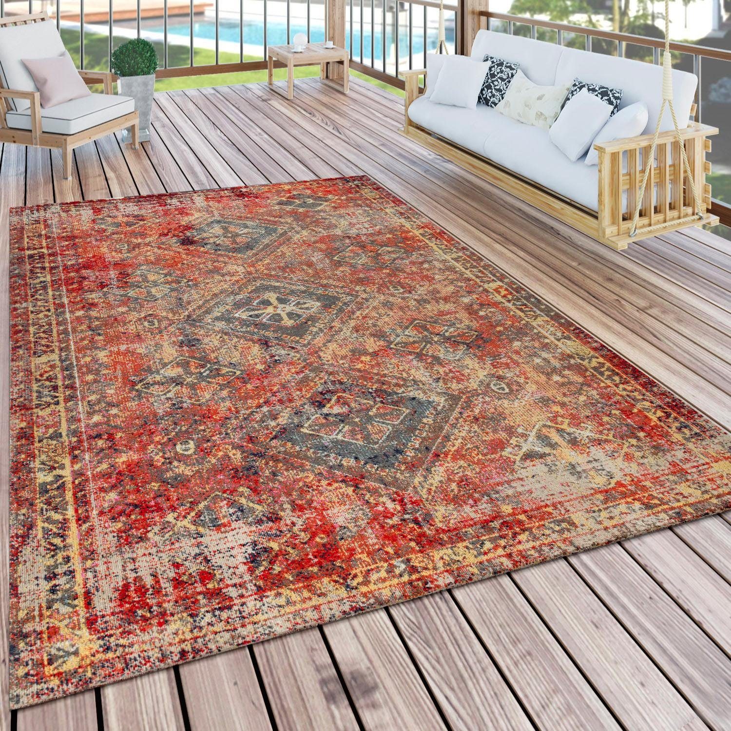 Paco Home Vloerkleed Artigo 432 Oriënt-look, vintage-design, geschikt voor binnen en buiten, woonkamer