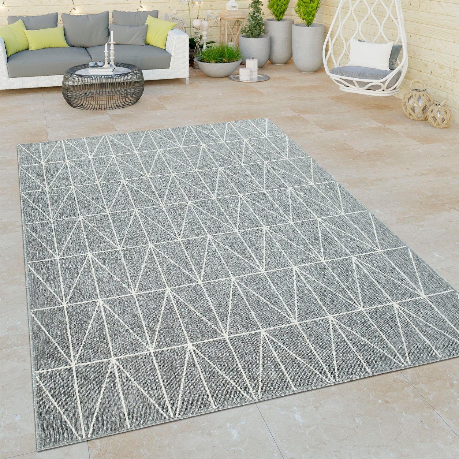 Paco Home Vloerkleed Brugge 224 Platweefsel, modern geometrisch motief, geschikt voor binnen en buiten