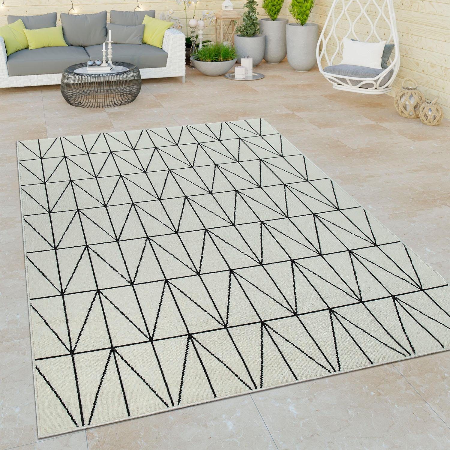 Paco Home Vloerkleed Brugge 224 Platweefsel, modern geometrisch motief, geschikt voor binnen en buiten