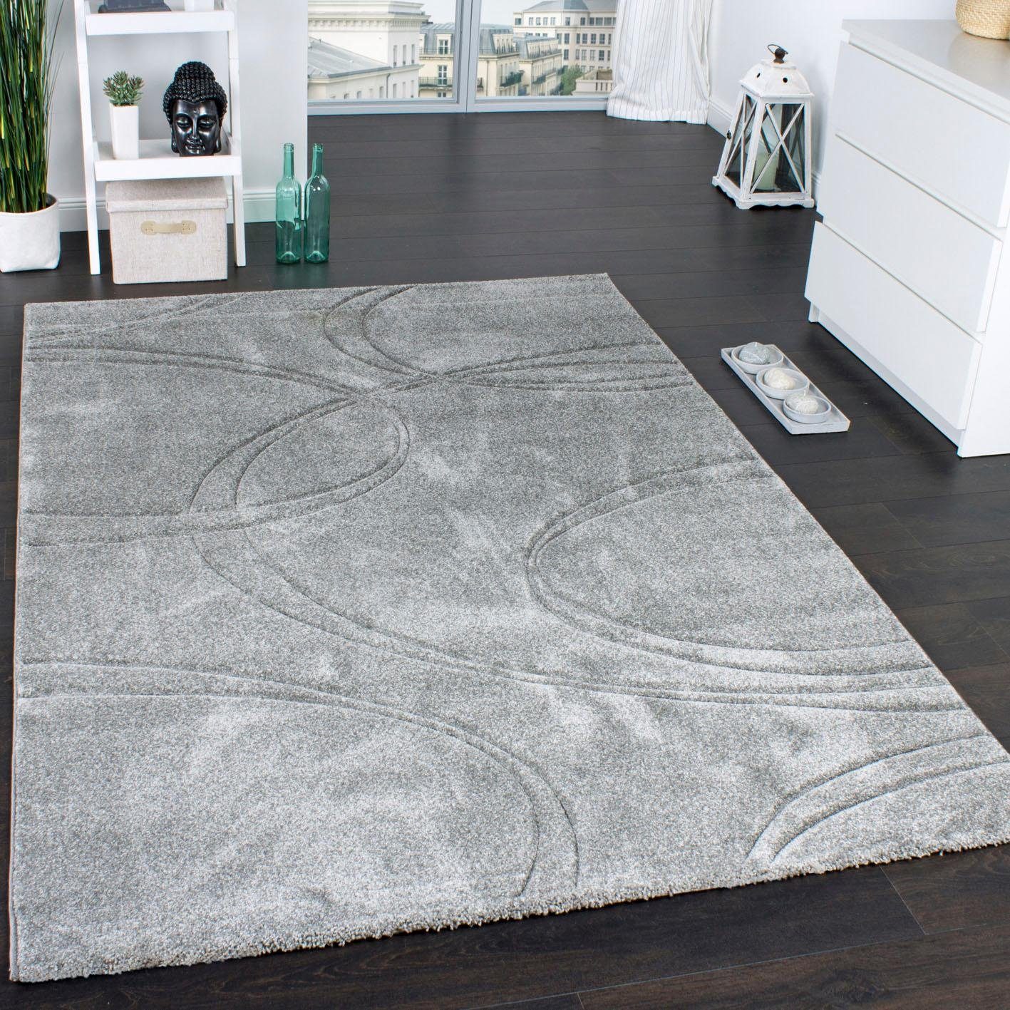 Paco Home Vloerkleed Brilliance 757 Korte pool, met 3D-design, ideaal in de woonkamer & slaapkamer