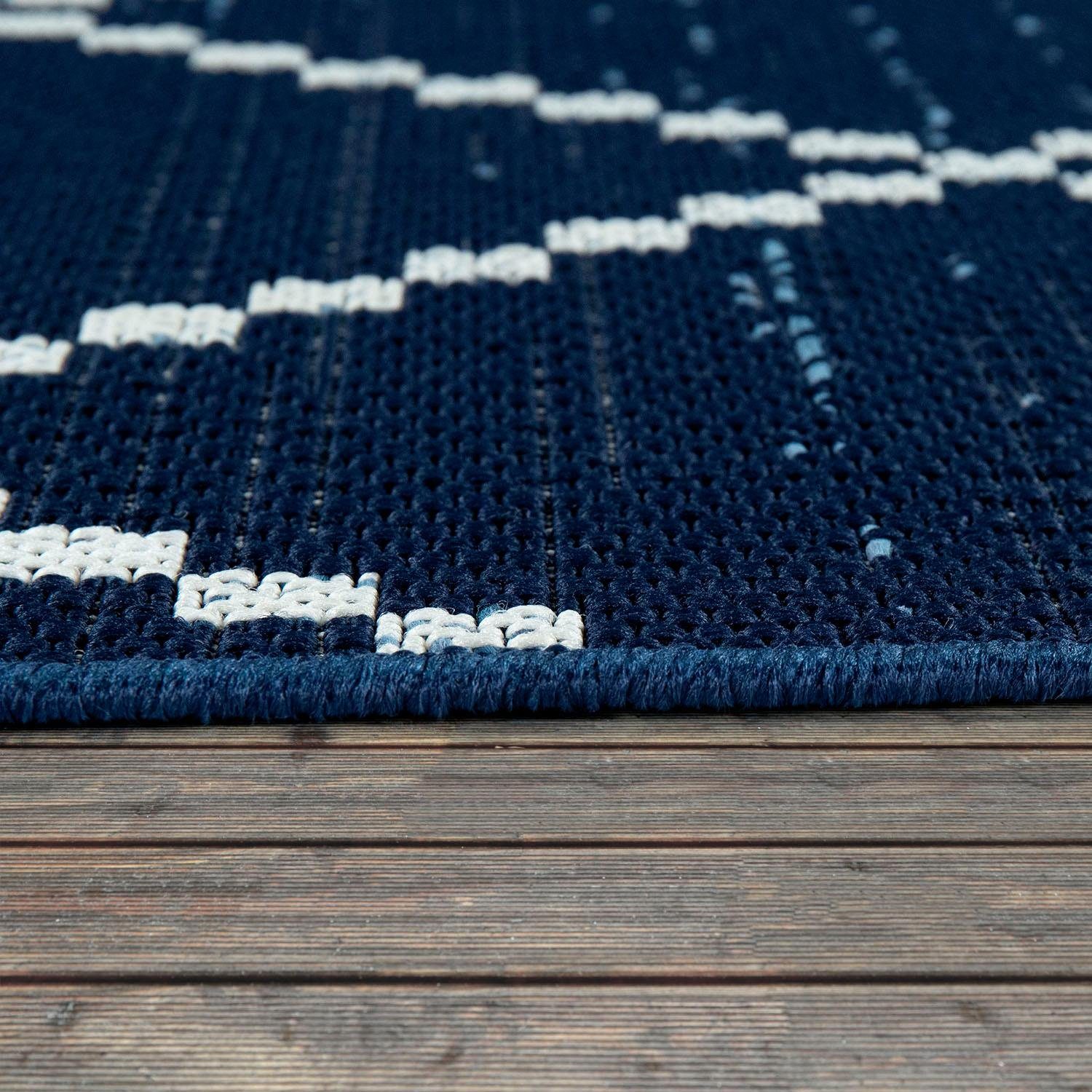 Paco Home Vloerkleed Kortrijk 742 Platweefsel, ruitdesign, geschikt voor binnen en buiten, woonkamer