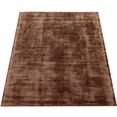 paco home vloerkleed glori 330 handgeweven tapijt, laagpolig, 100% viscose, extra zacht met een lichte glans, ideaal voor in de woon- en slaapkamer bruin