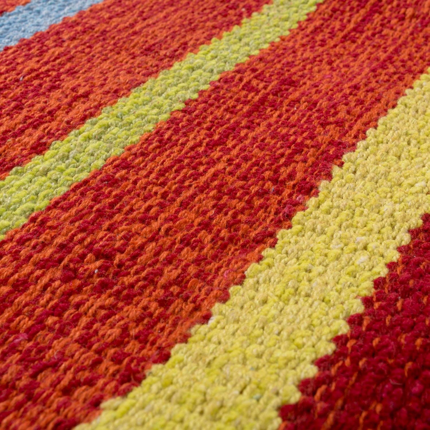 Paco Home Vloerkleed Kilim 213 met de hand geweven tweezijdig te gebruiken kleed, puur katoen, gestreept, woonkamer