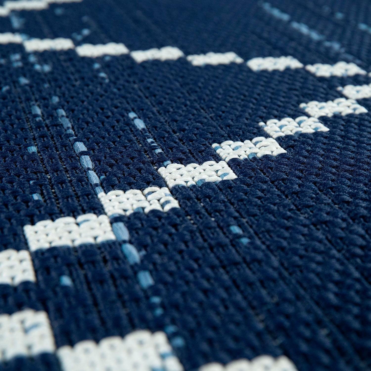 Paco Home Vloerkleed Kortrijk 742 Platweefsel, ruitdesign, geschikt voor binnen en buiten, woonkamer
