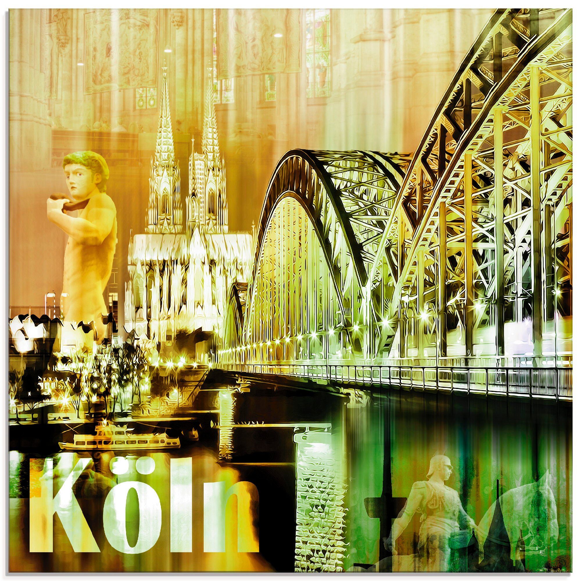 Artland Print op glas Keulen Skyline abstracte collage (1 stuk)
