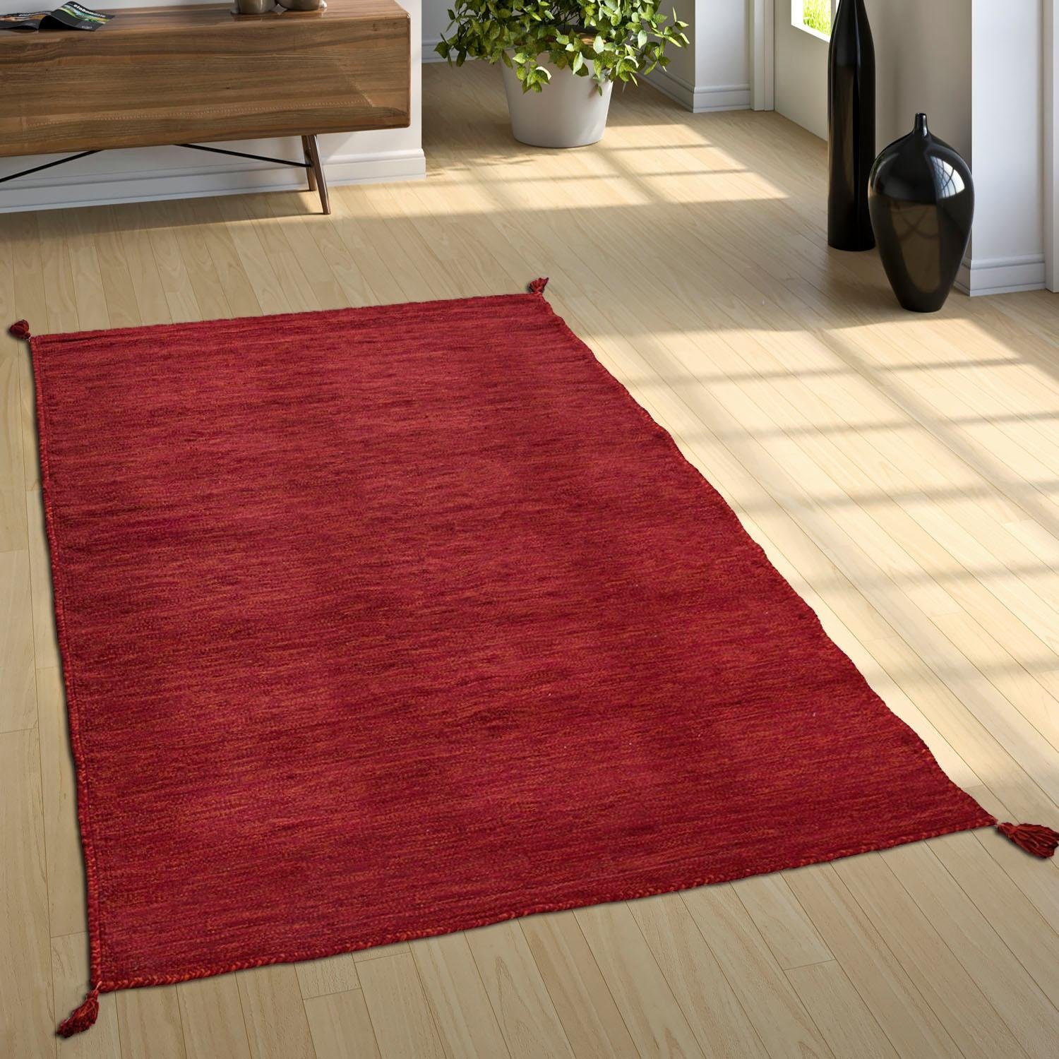 Paco Home Vloerkleed Kilim 210 Handgeweven, platweefsel, puur katoen, met de hand geweven, unikleurig