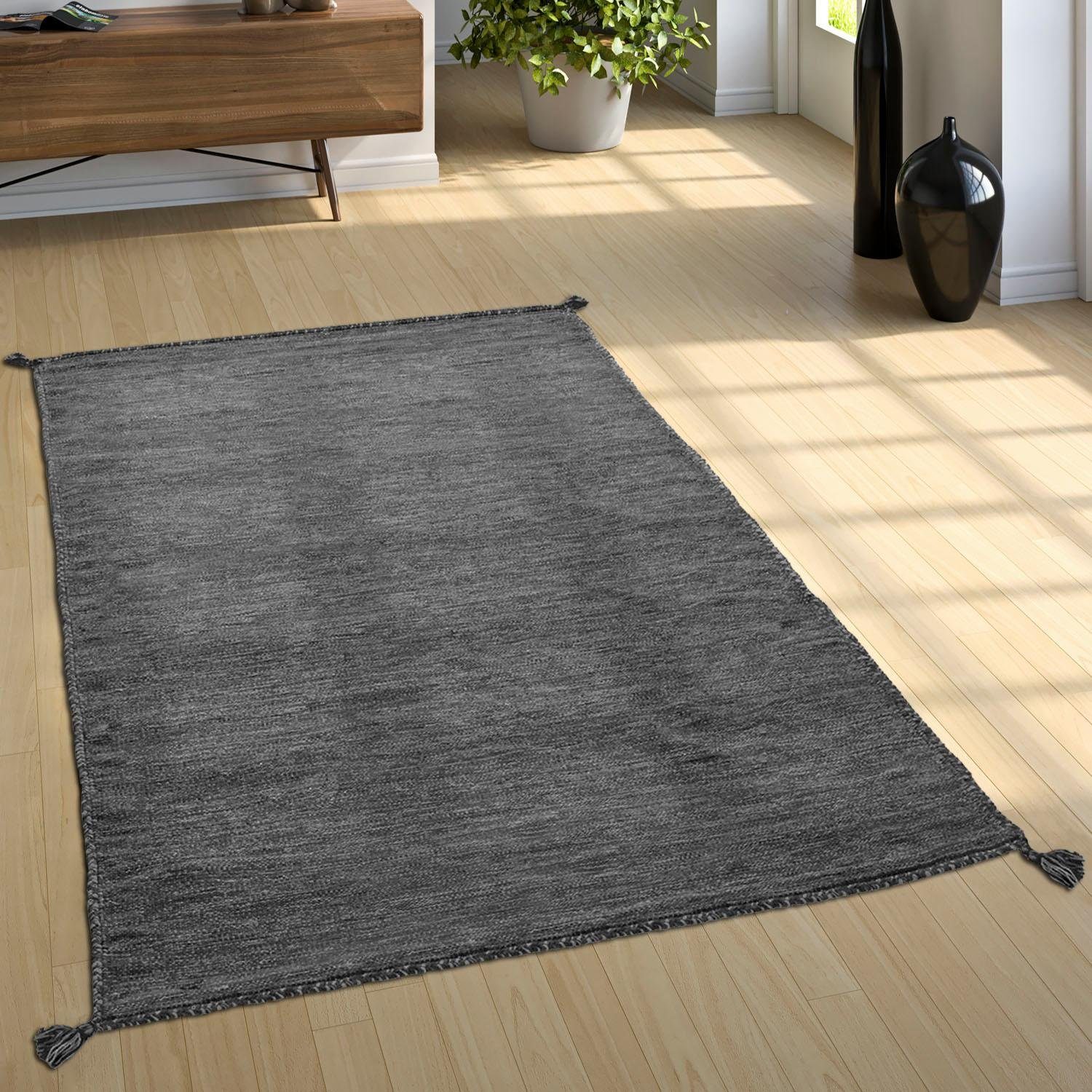 Paco Home Vloerkleed Kilim 210 Handgeweven, platweefsel, puur katoen, met de hand geweven, unikleurig