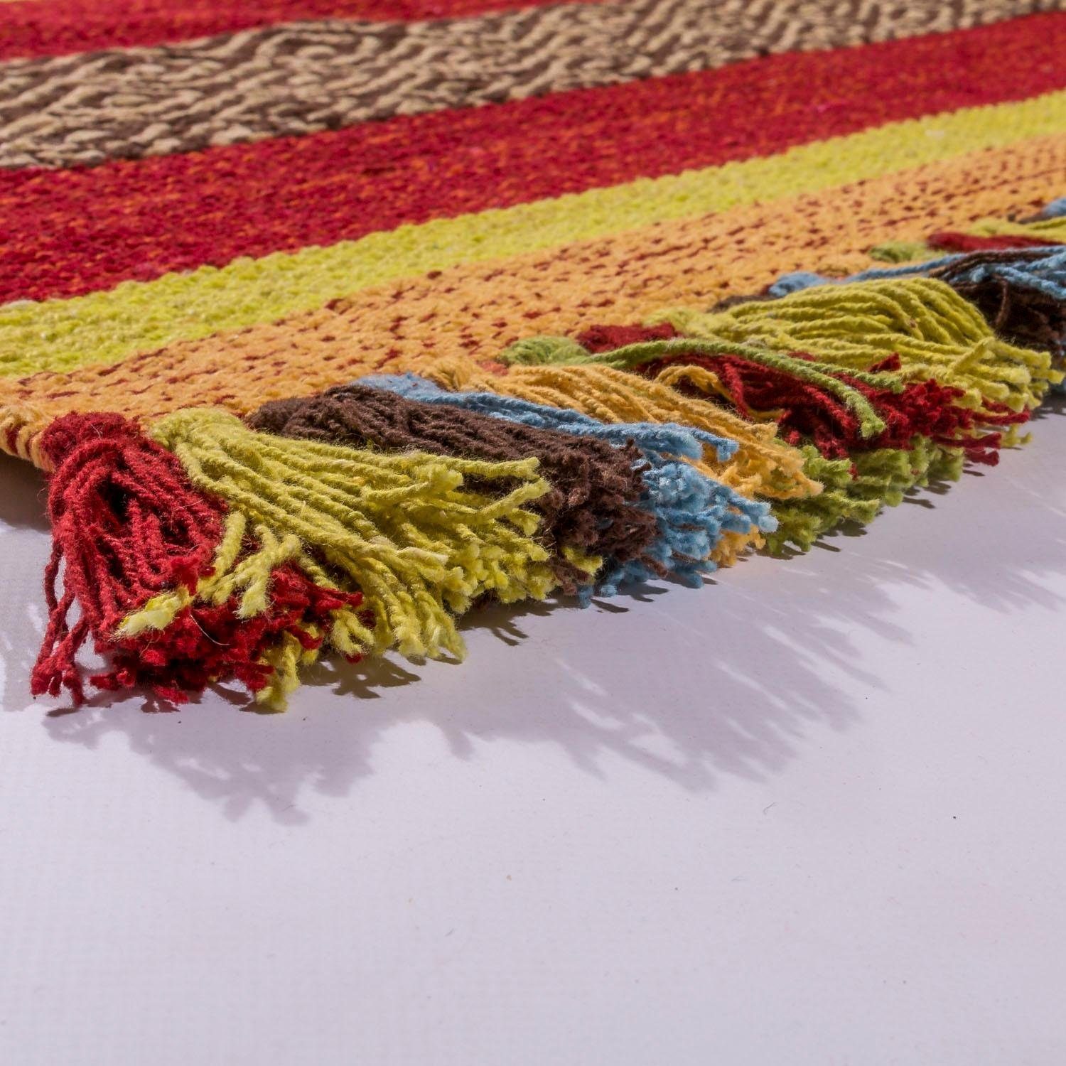 Paco Home Vloerkleed Kilim 213 met de hand geweven tweezijdig te gebruiken kleed, puur katoen, gestreept, woonkamer