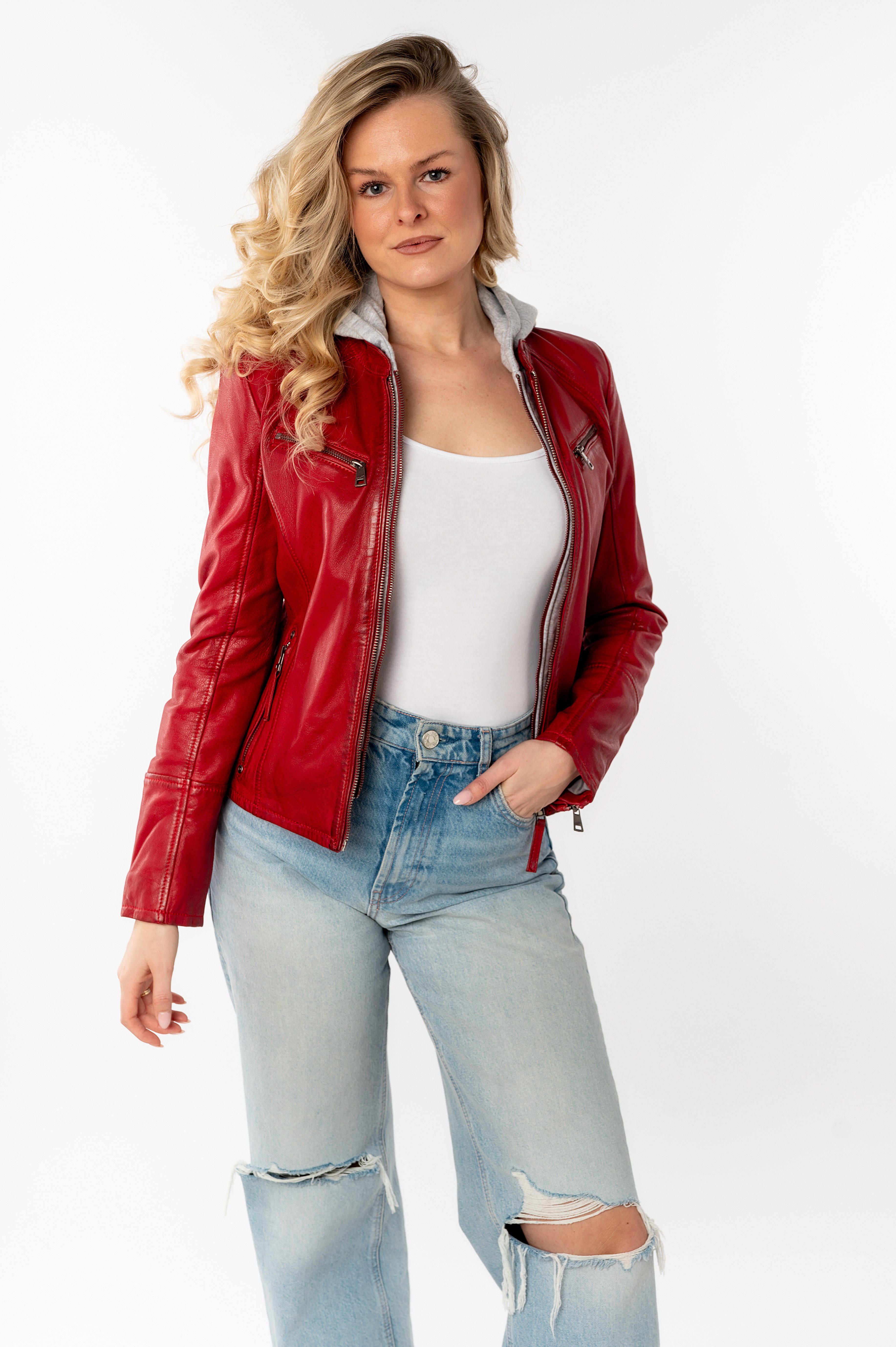 Mauritius Leren jack NOLA Two-in-one stijl - met een afneembare jerseycapuchon