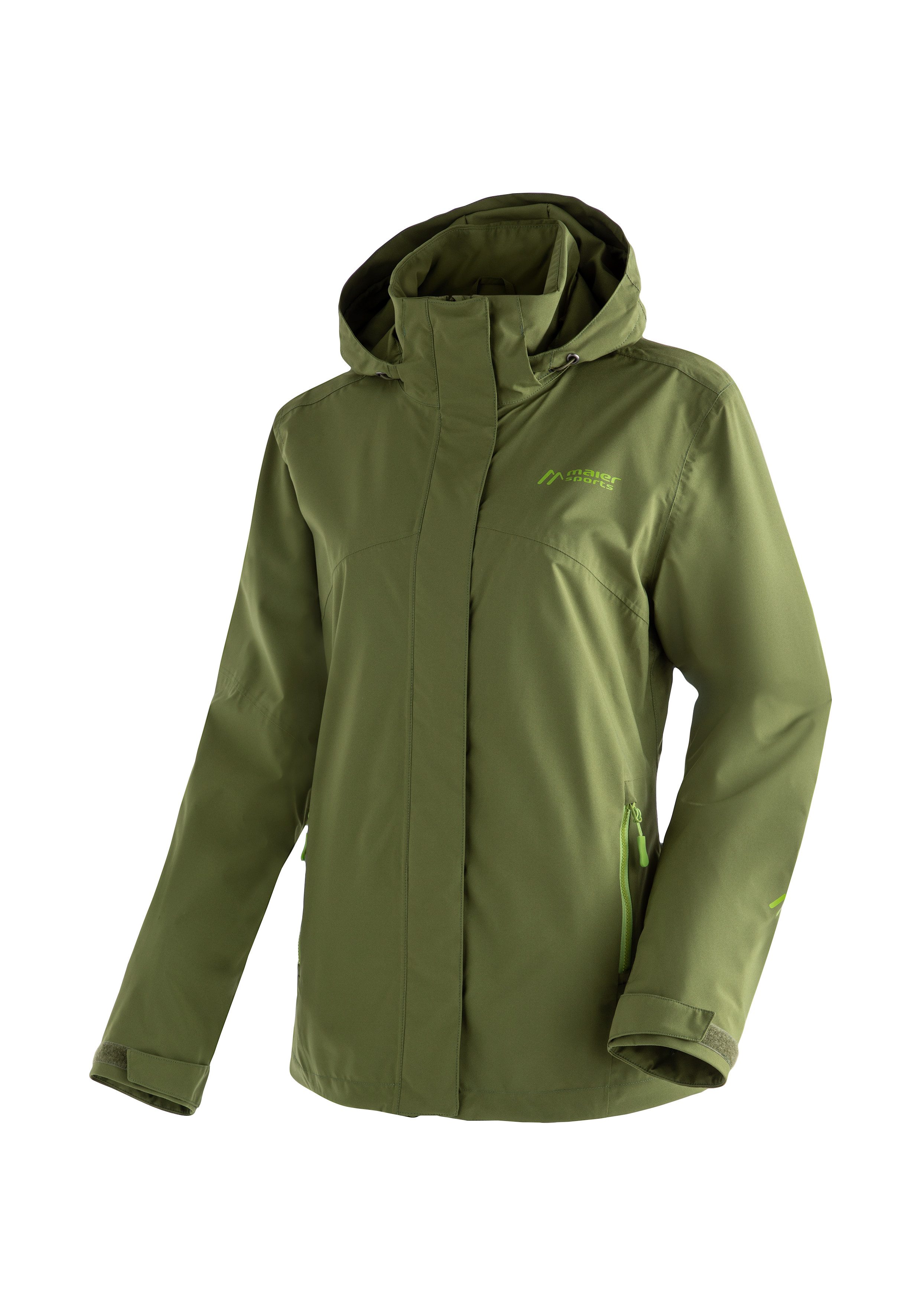 Maier Sports Outdoorjack Metor rec W Dames regenjack met capuchon waterdicht 2 buitenzakken binnenzak