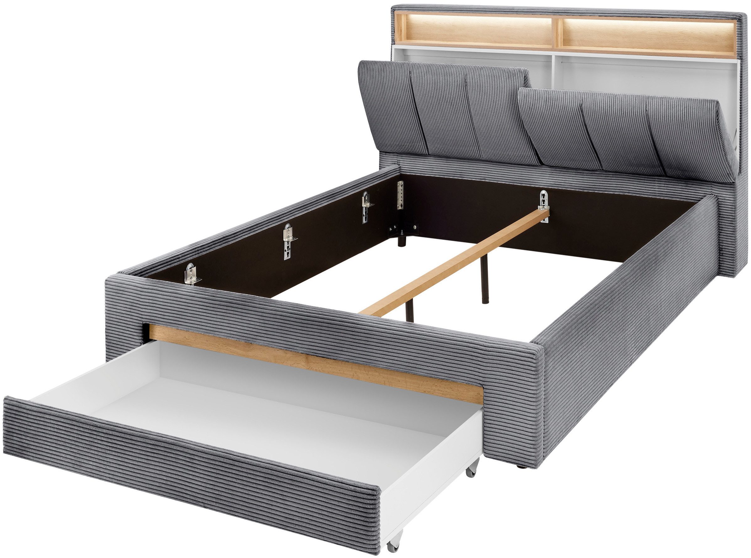 INOSIGN Gestoffeerd bed CiTY/GiRON,, gepolsterd opbergbed, met LED-verlichting Bedkisten met hondenbed of als opbergruimte, opklapbare hoofdeinden
