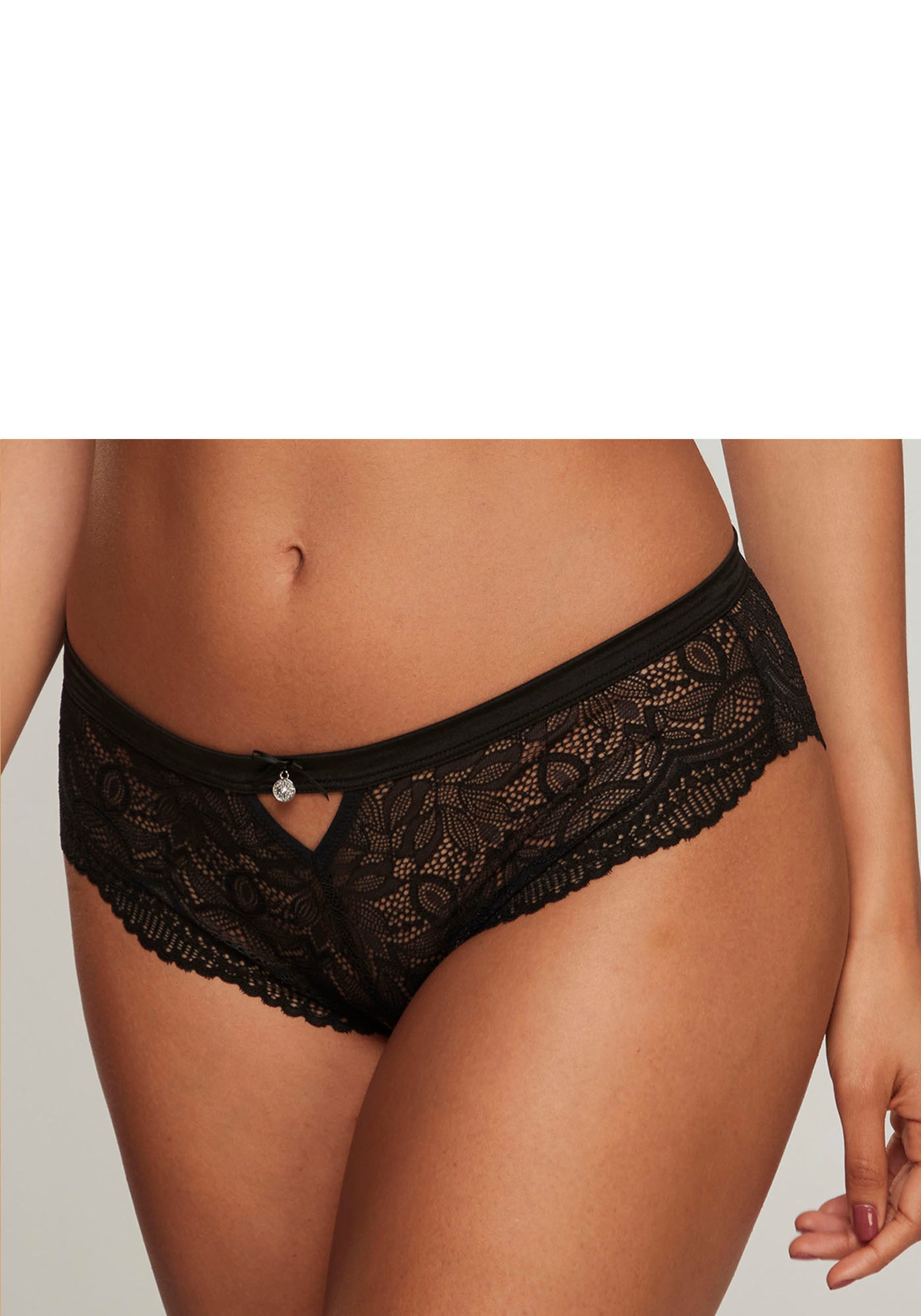Nuance Hipster Vivianna rondom van transparant kant dames slips maat 44/46 zwart