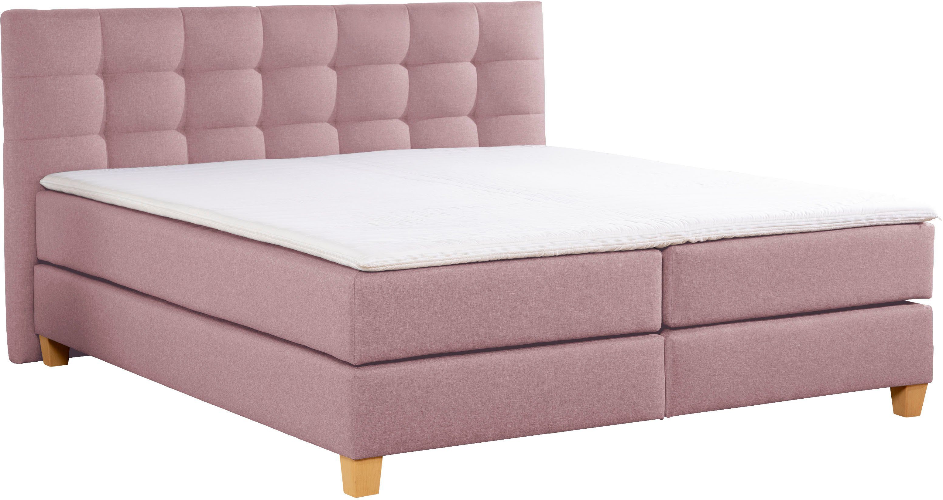 Home affaire Boxspring Moulay incl. topmatras, in extra lang 220 cm, 3 hardheden, ook in h4 boxsprings paars