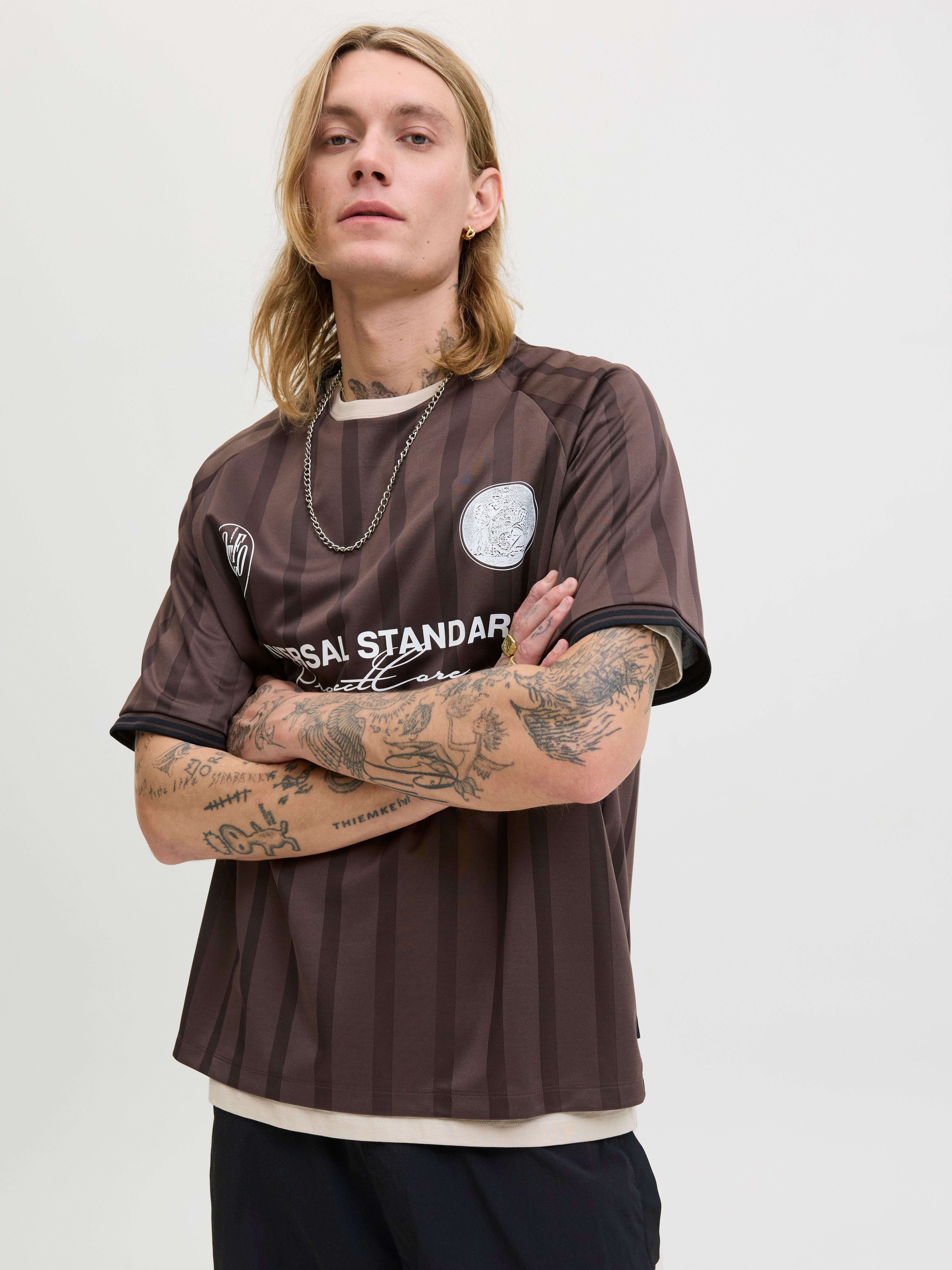 Jack & Jones Trainingsshirt JCOCOVER RETRO FOOTBALL TEE SS LN