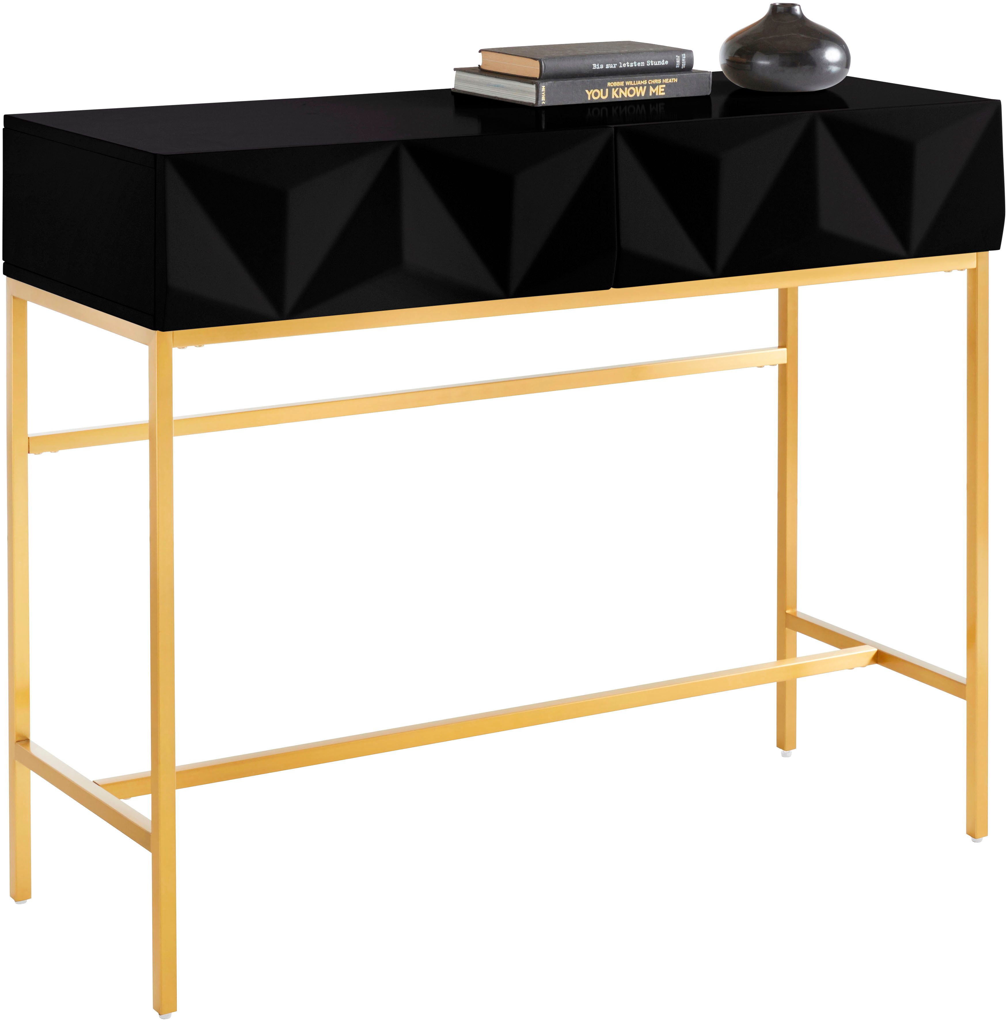 Leonique Dressoir Minfi, TOPSELLER!, OTTOs Choice in 3d-look, sidetable met goudkleurig metalen frame dressoirs zwart